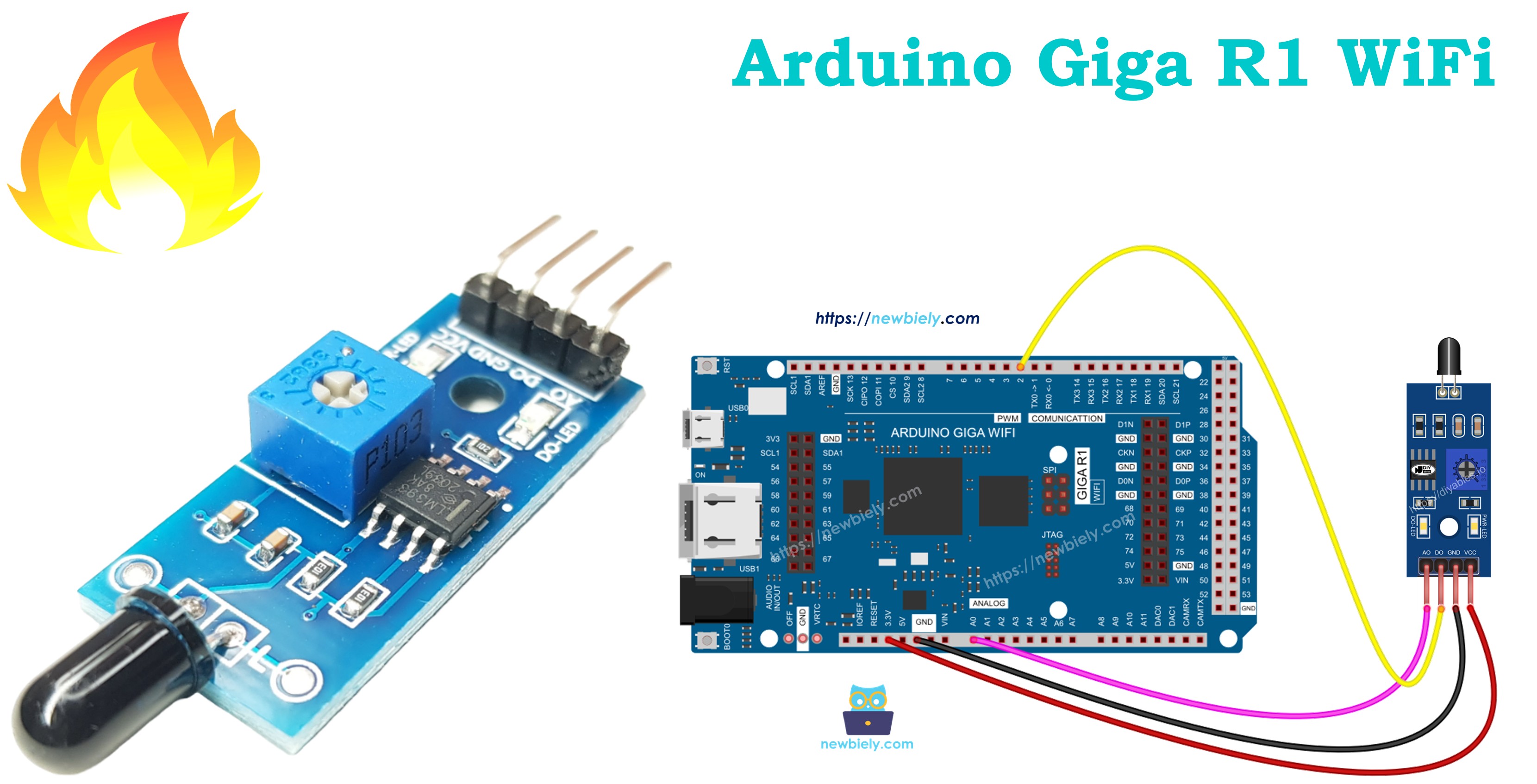 Arduino Giga R1 WiFi flame sensor