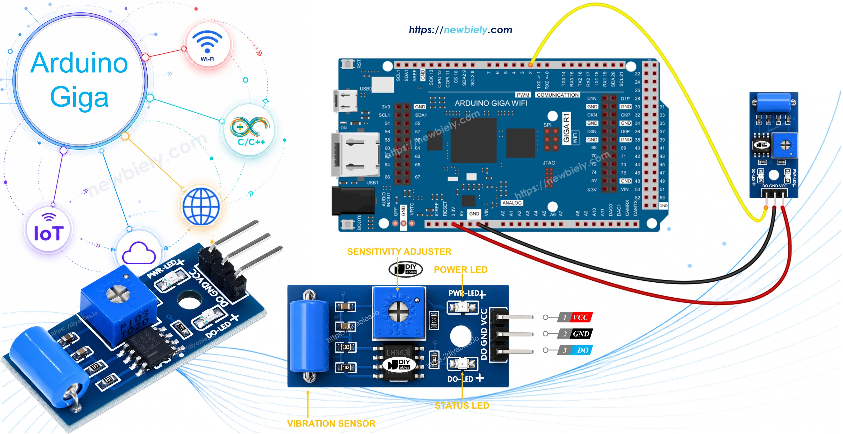Arduino Giga R1 WiFi - SW-420 Vibration Sensor