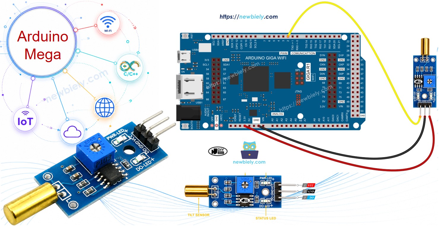 Arduino Giga R1 WiFi - SW520D Tilt Sensor