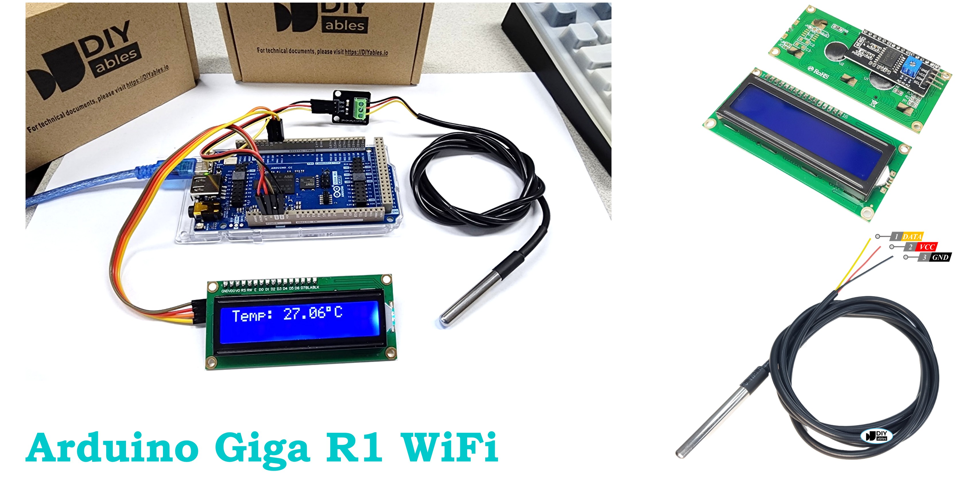 Arduino Giga R1 WiFi - Temperature Sensor - LCD
