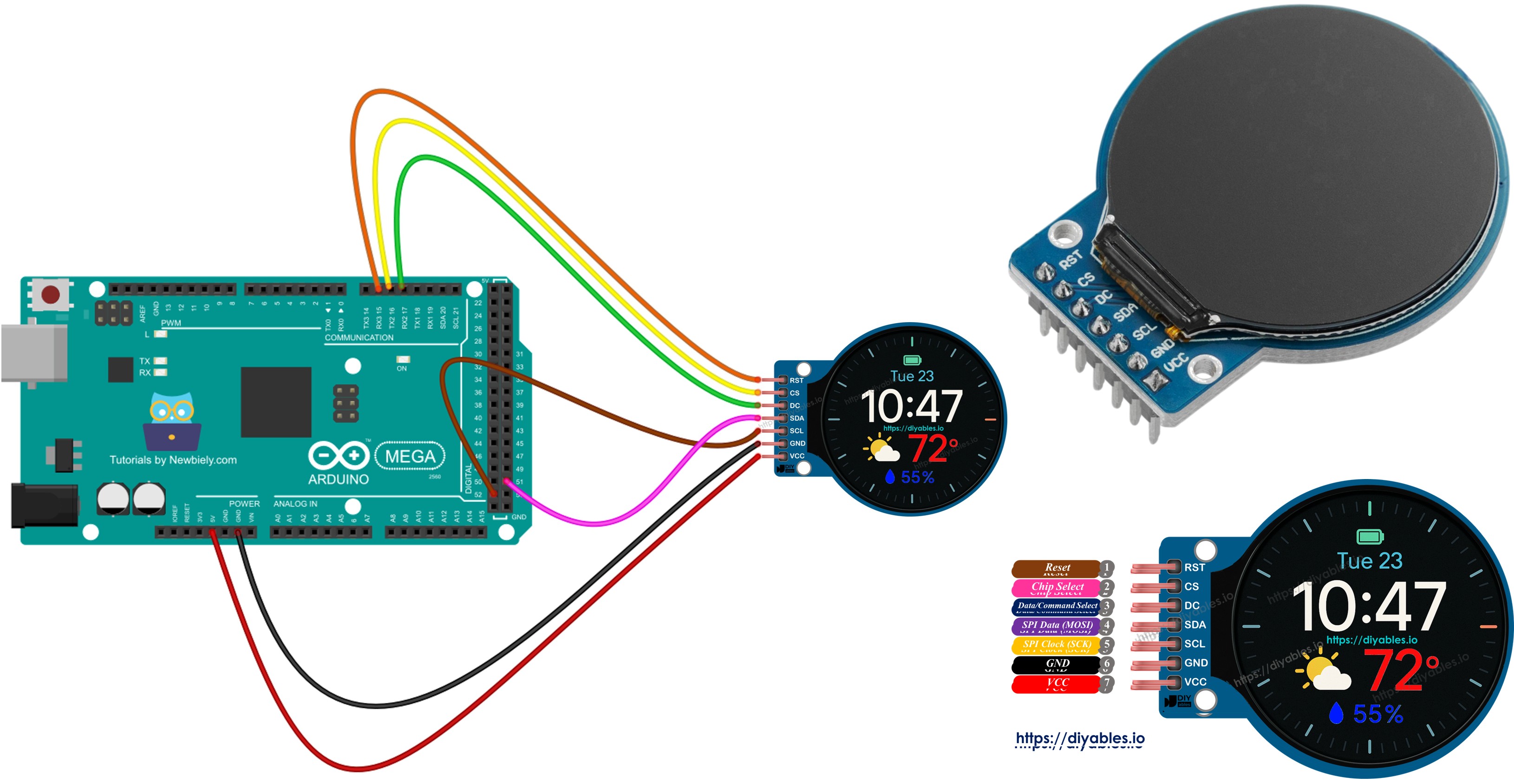Arduino Mega 1.28 Inch Round Circular TFT LCD Display