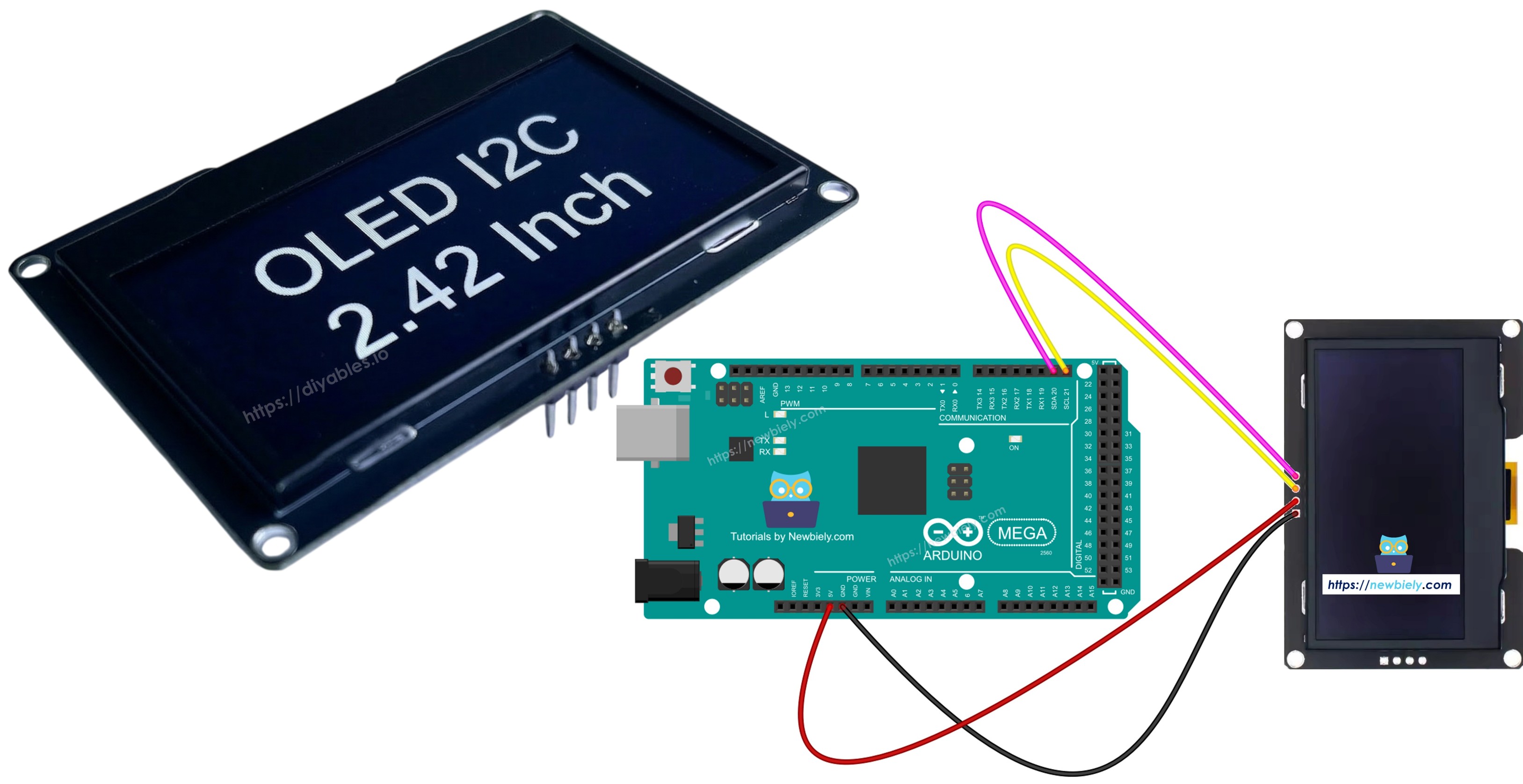 Arduino Mega SSD1309 OLED I2C display