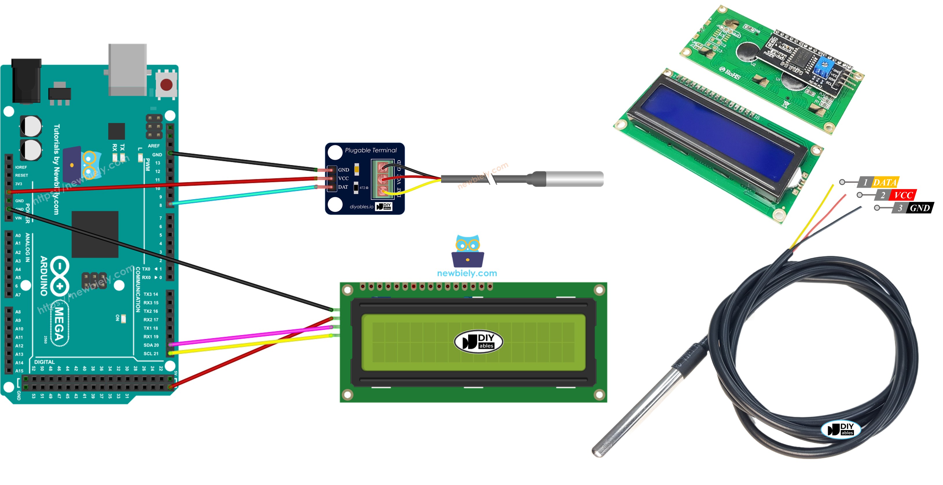 Arduino Mega Temperature Sensor LCD I2C