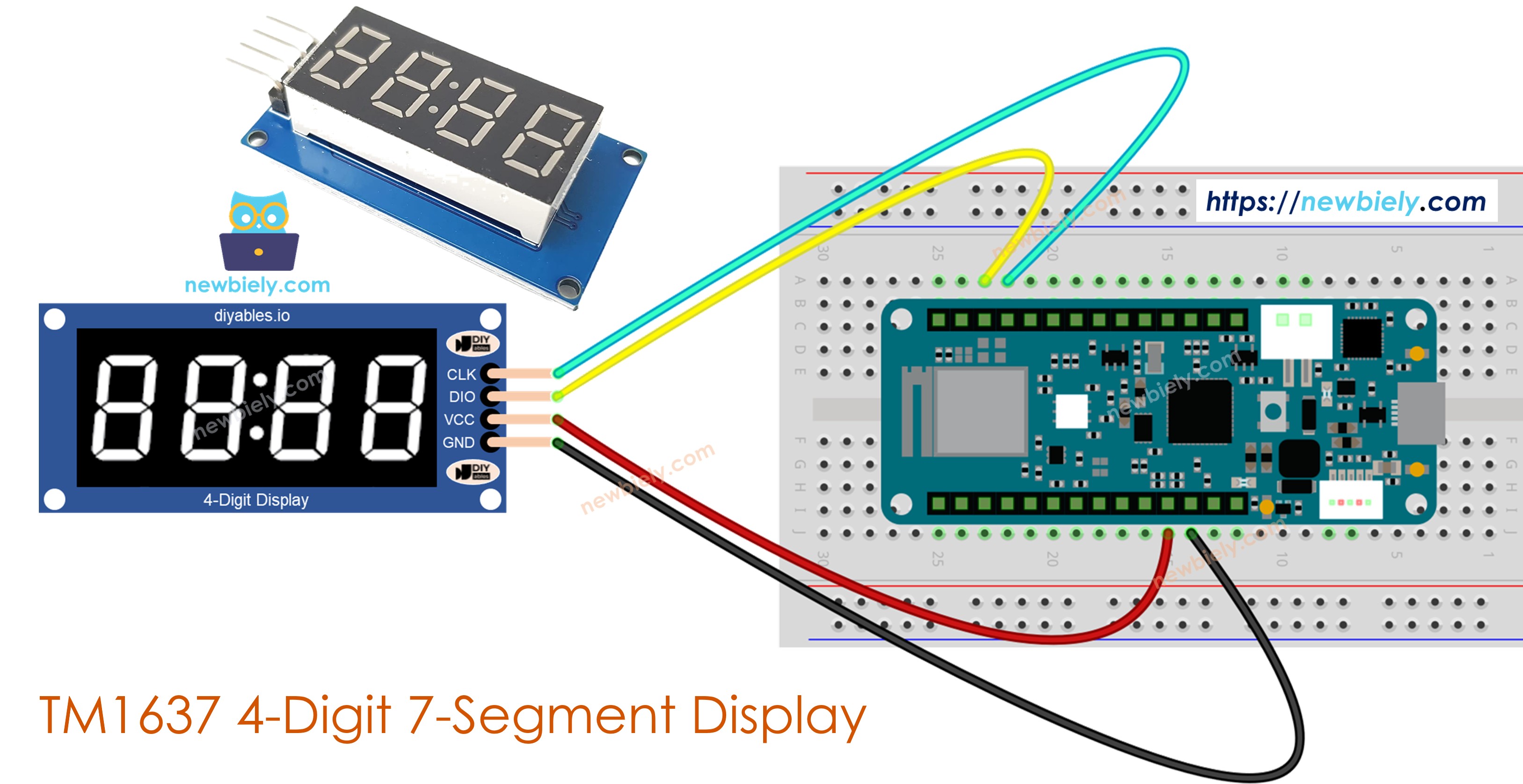 Arduino MKR WiFi 1010 TM1637 4-Digit 7-Segment Display