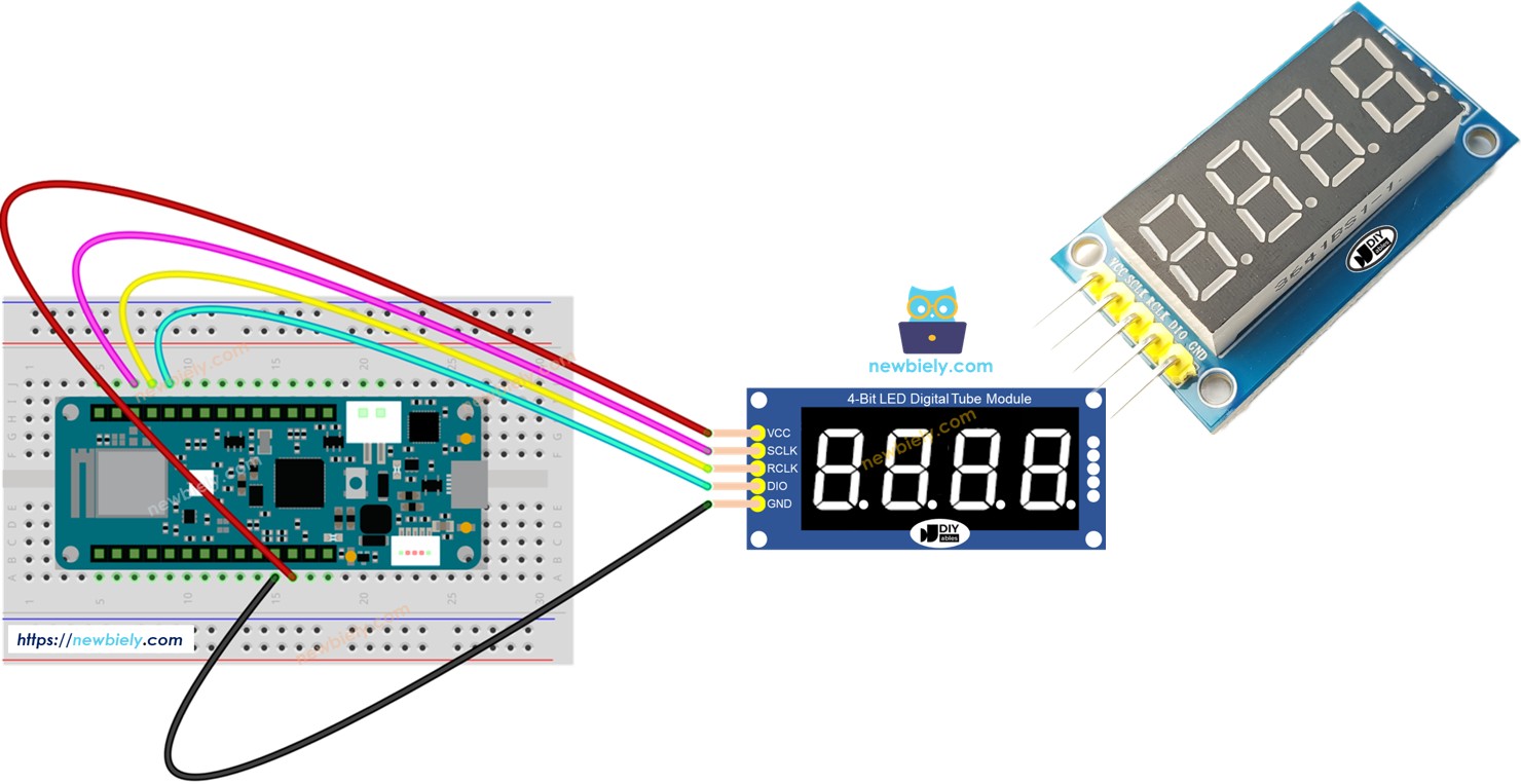 Arduino MKR WiFi 1010 74HC595 4-Digit 7-Segment Display
