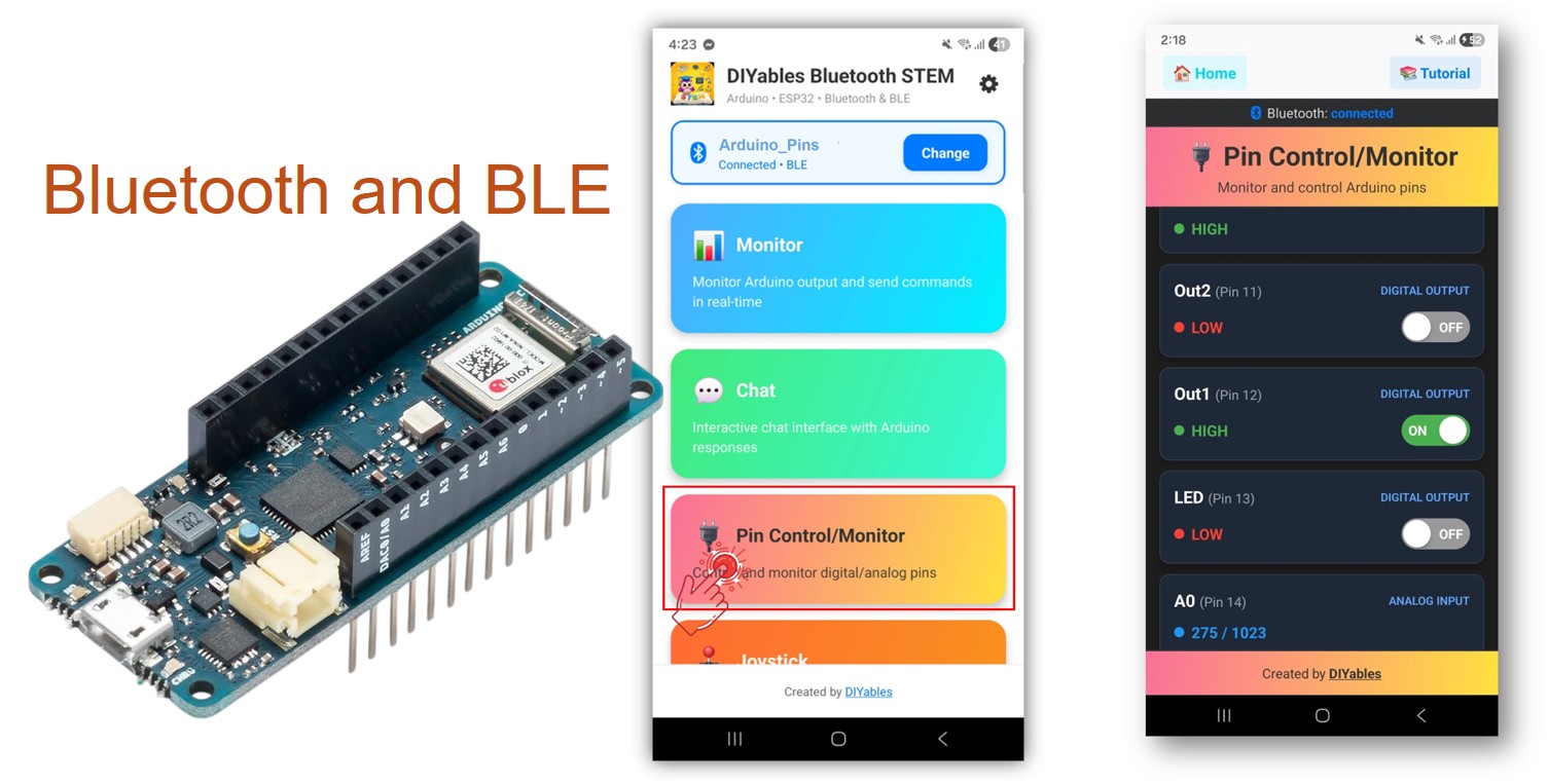 Arduino MKR WiFi 1010 Bluetooth Digital Pins Example - GPIO Pin Control via BLE Tutorial