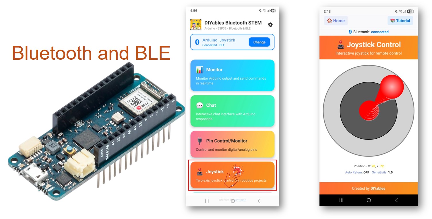 Arduino MKR WiFi 1010 Bluetooth Joystick Example - 2D Directional Control via BLE Tutorial