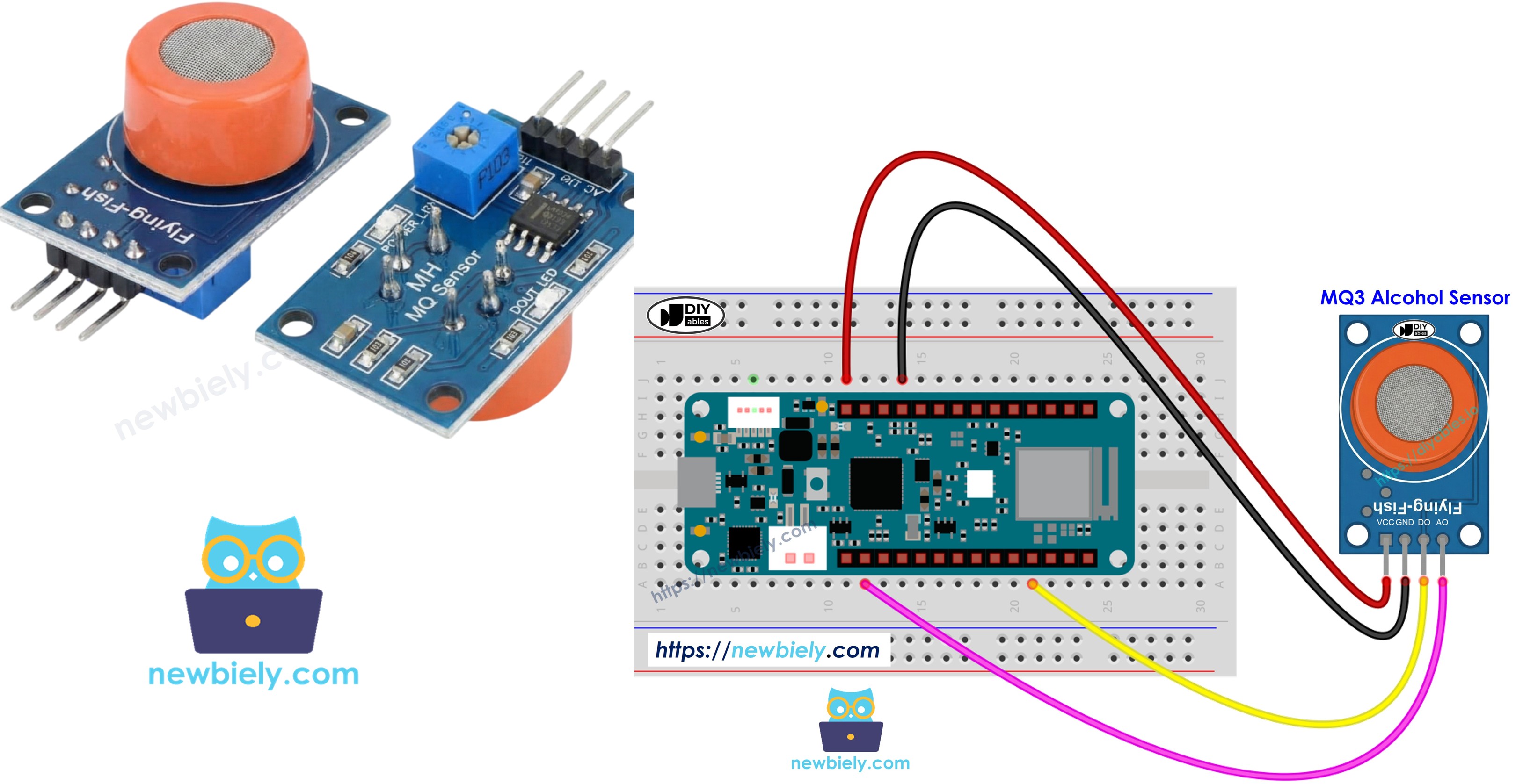Arduino MKR WiFi 1010 with MQ3 alcohol gas sensor module