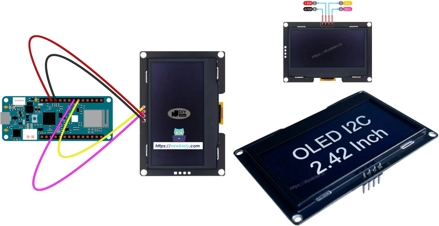 Arduino MKR WiFi 1010 SSD1309 OLED 128x64 display