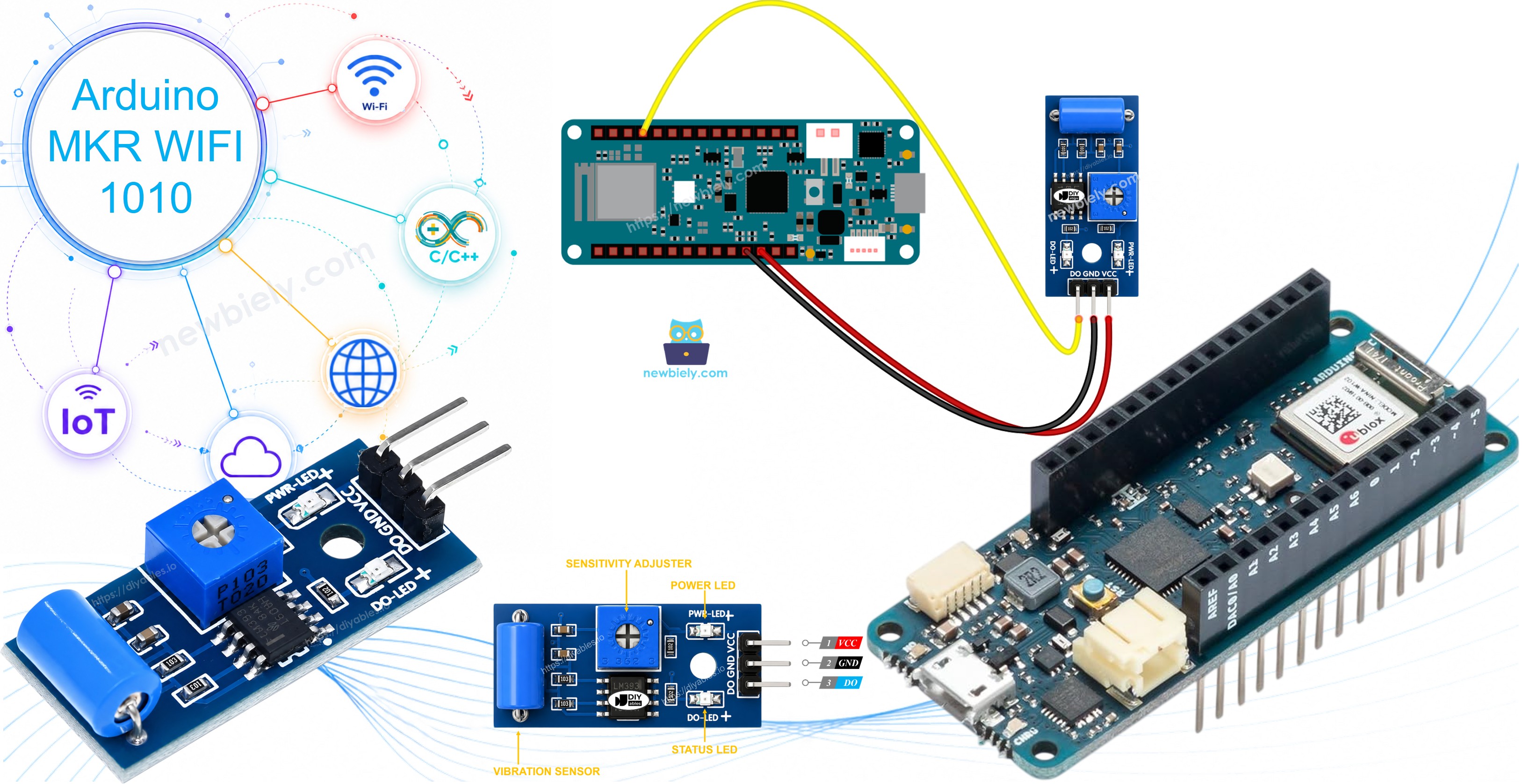 Arduino MKR WiFi 1010 SW-420 vibration sensor