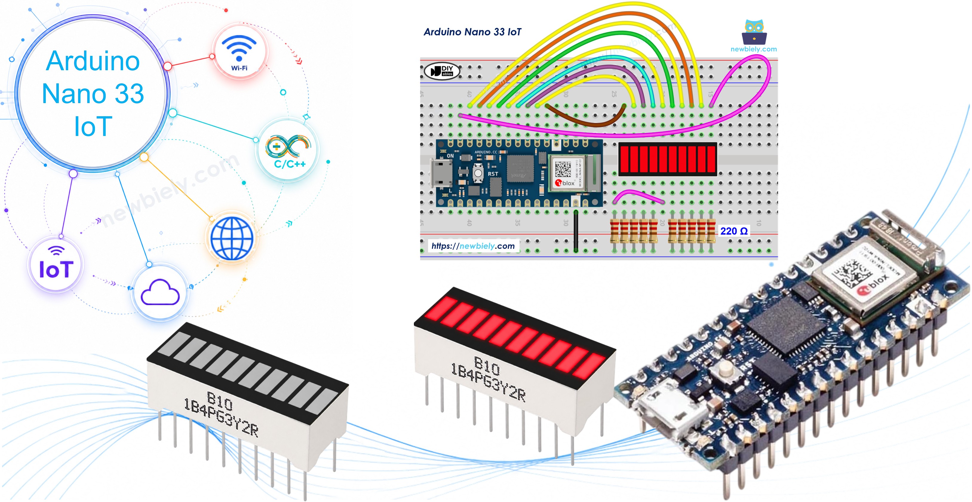 Arduino Nano 33 IoT and 10 Segment LED Bar Graph