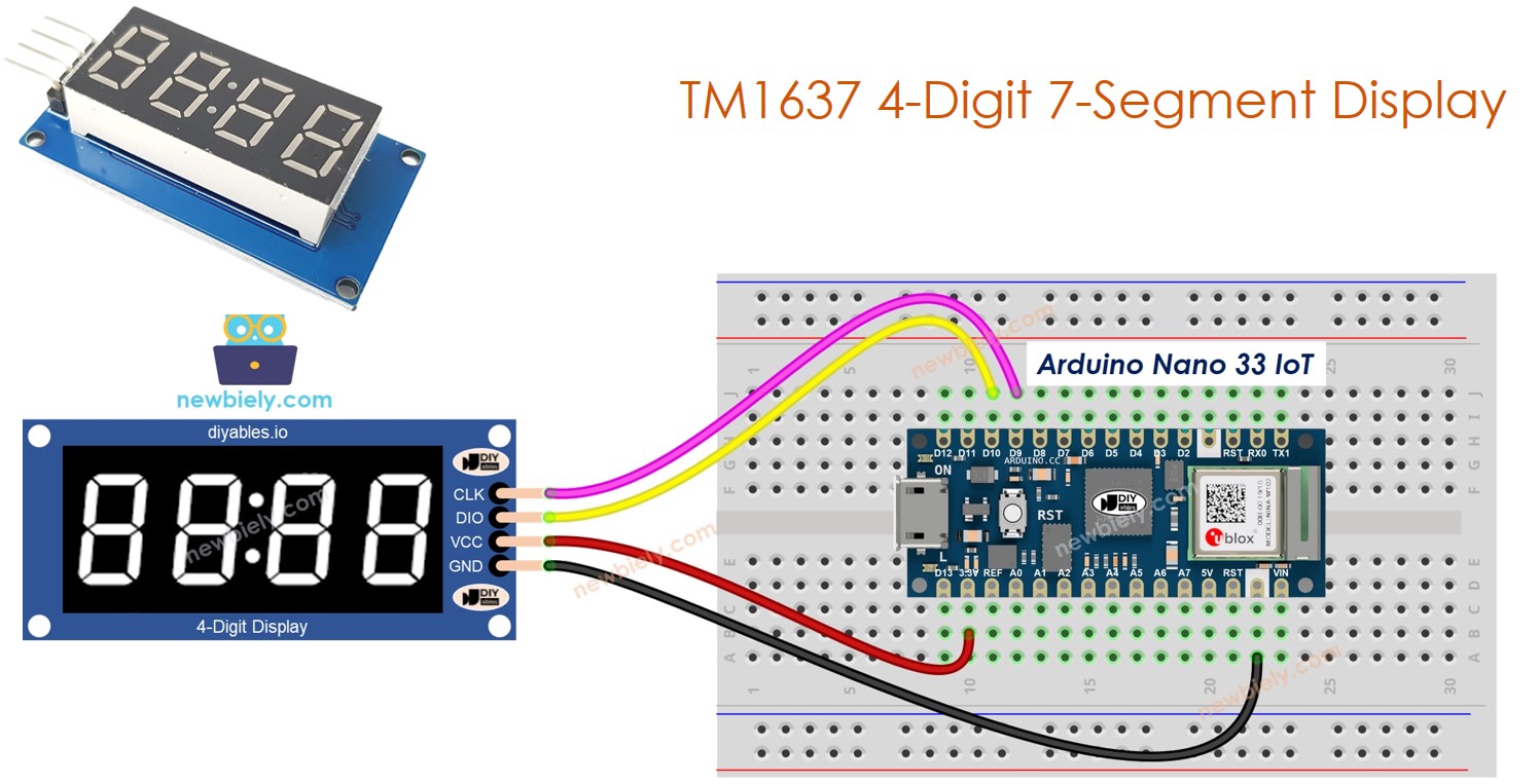 Arduino Nano 33 IoT TM1637 4-Digit 7-Segment Display