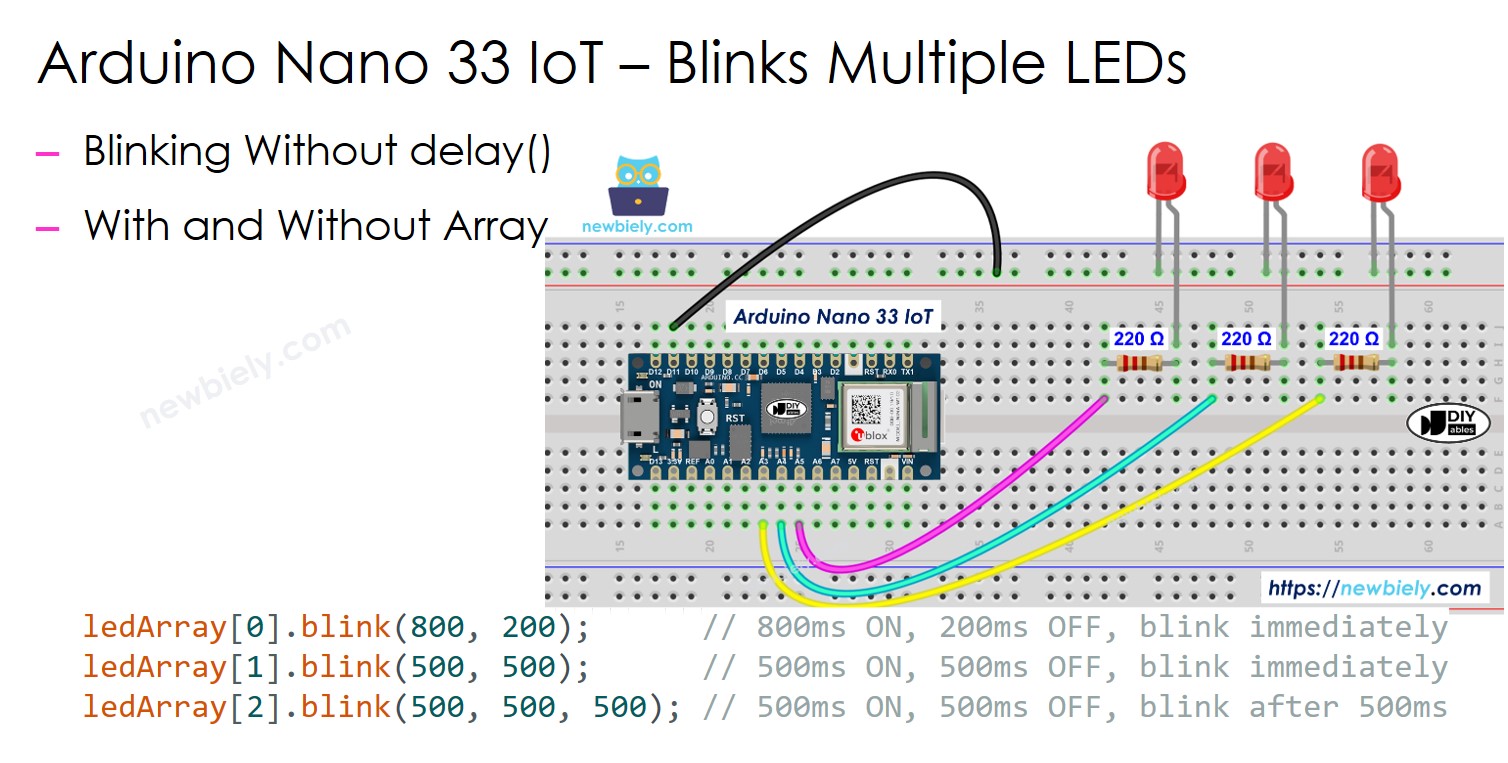 Arduino Nano 33 IoT multiple LED