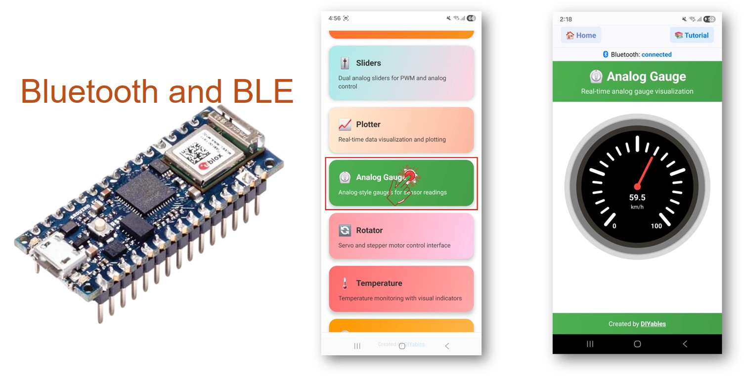 Arduino Nano 33 IoT Bluetooth Analog Gauge Example - Gauge Display via BLE Tutorial