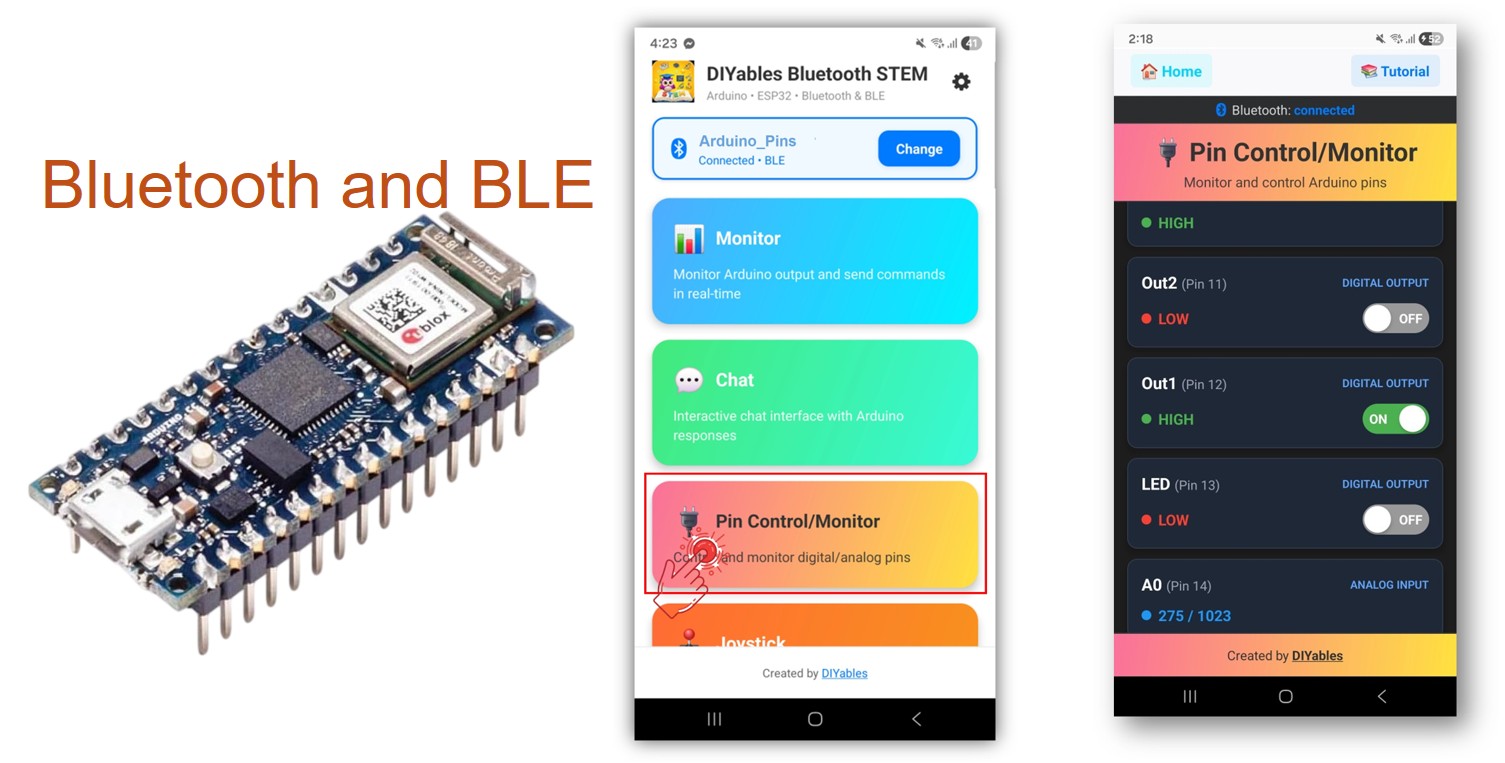 Arduino Nano 33 IoT Bluetooth Digital Pins Example - GPIO Pin Control via BLE Tutorial