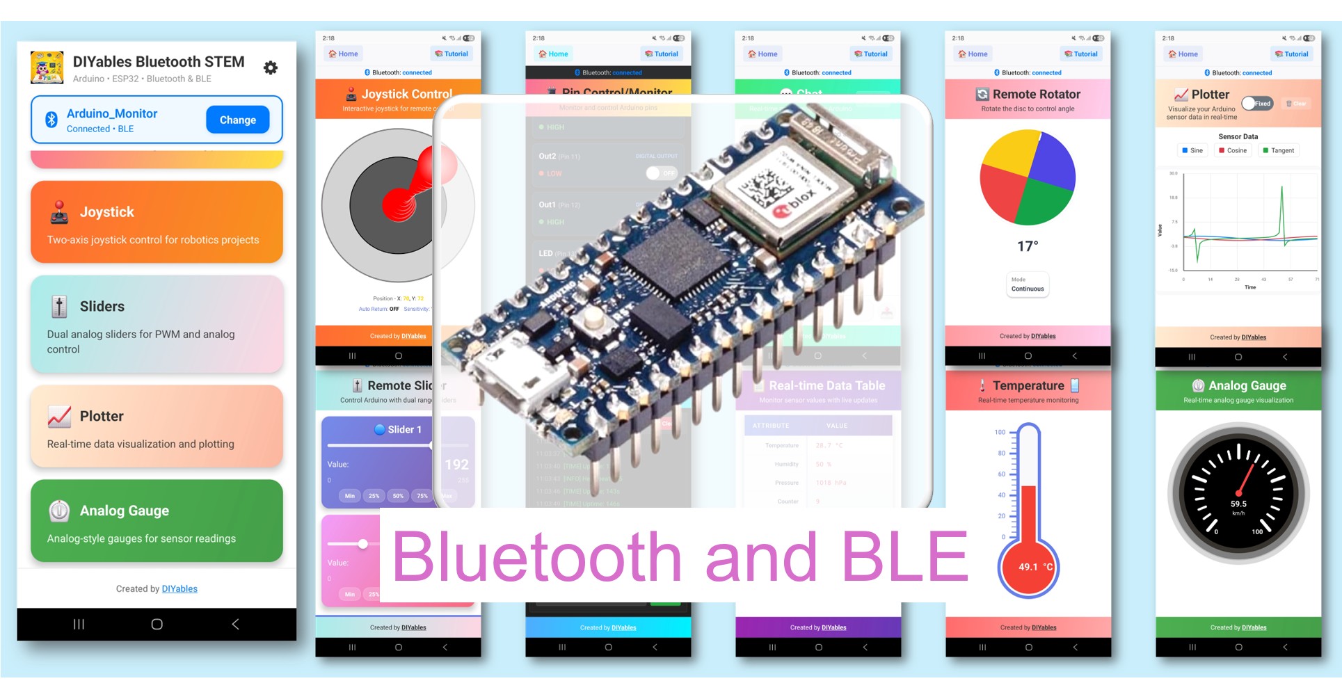 Arduino Nano 33 IoT Bluetooth Low Energy BLE Tutorial - DIYables Bluetooth App