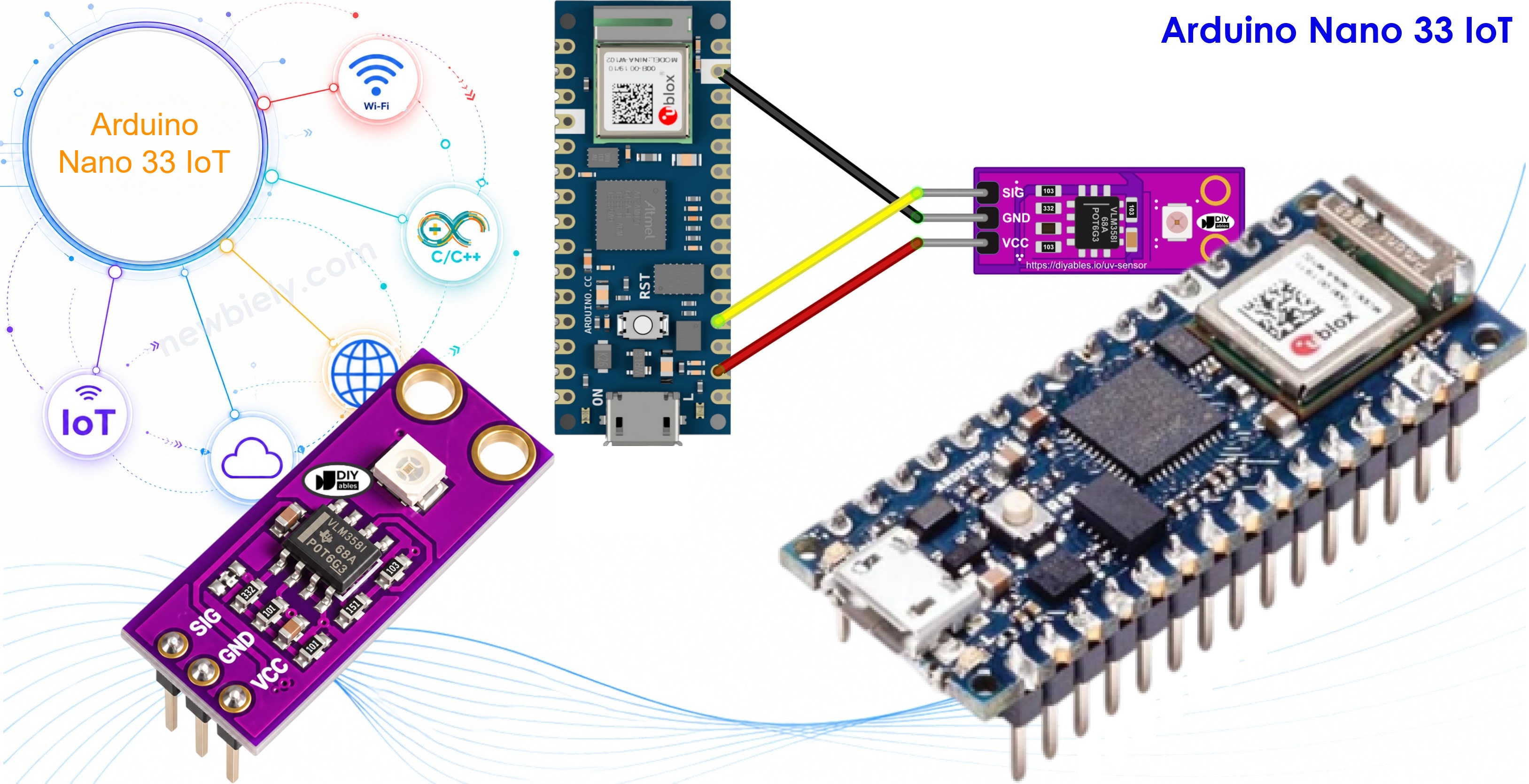 Arduino Nano 33 IoT GUVA-S12SD UV Sensor