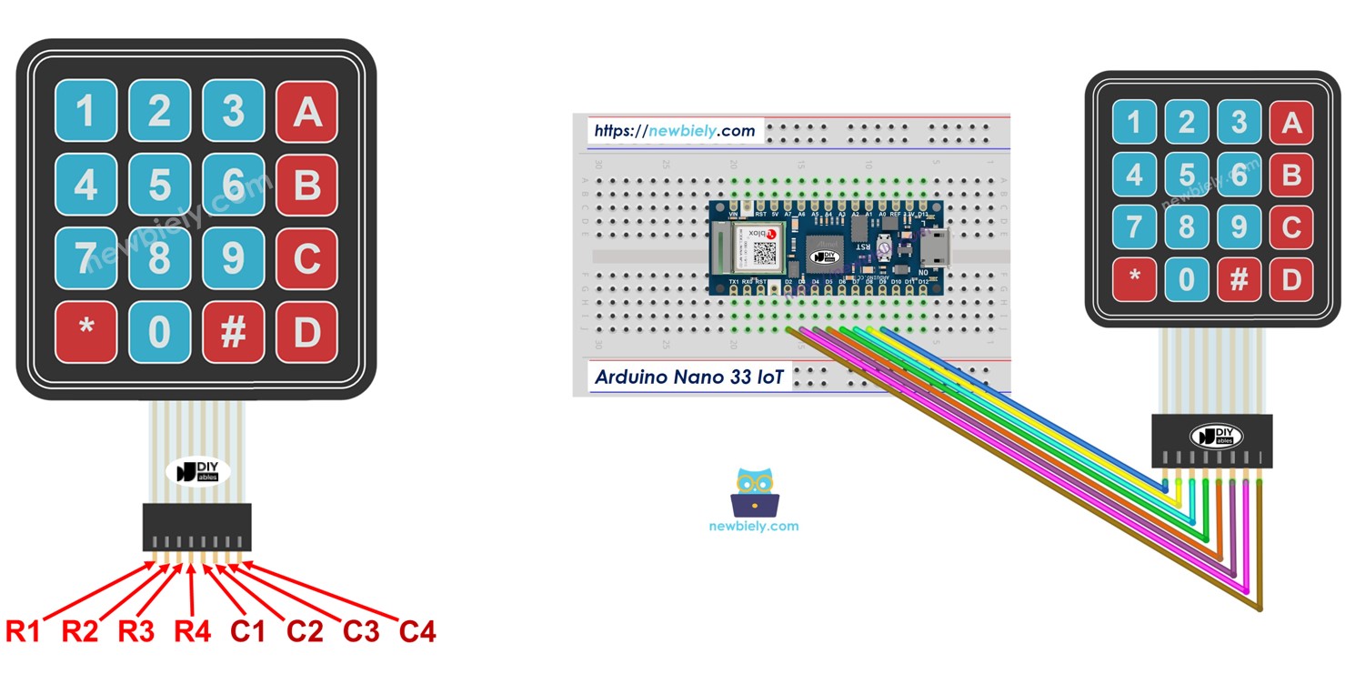 Arduino Nano 33 IoT Keypad 4x4