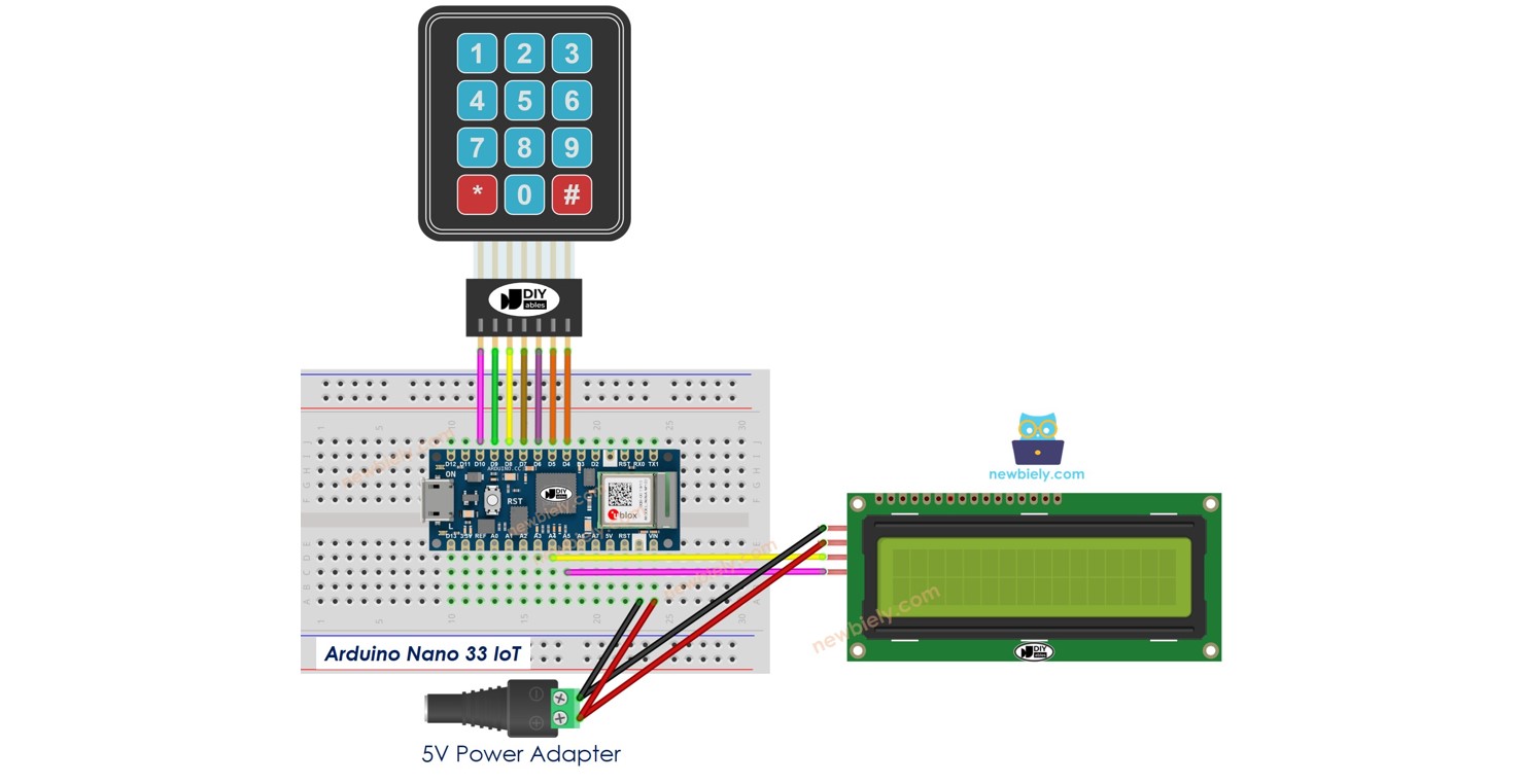 Arduino Nano 33 IoT Keypad LCD display