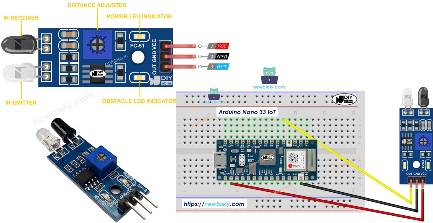 Arduino Nano 33 IoT IR obstacle avoidance sensor