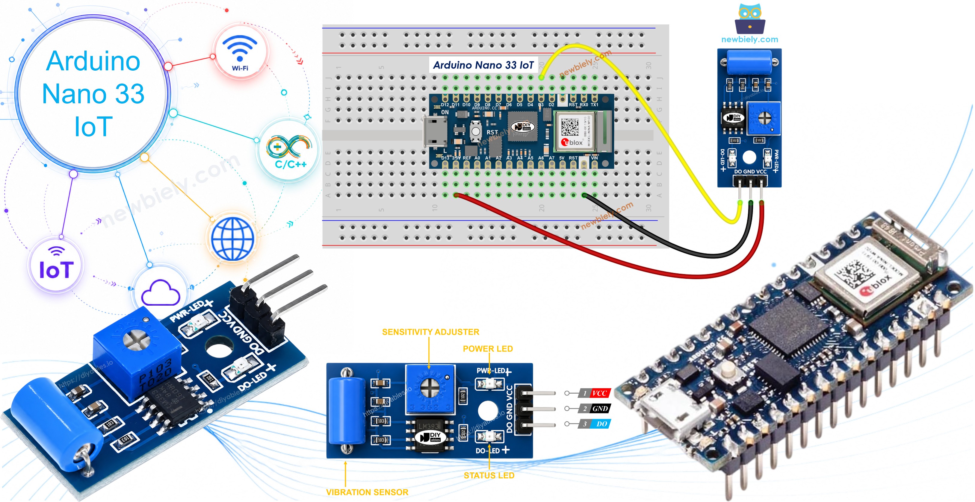 Arduino Nano 33 IoT SW-420 vibration sensor