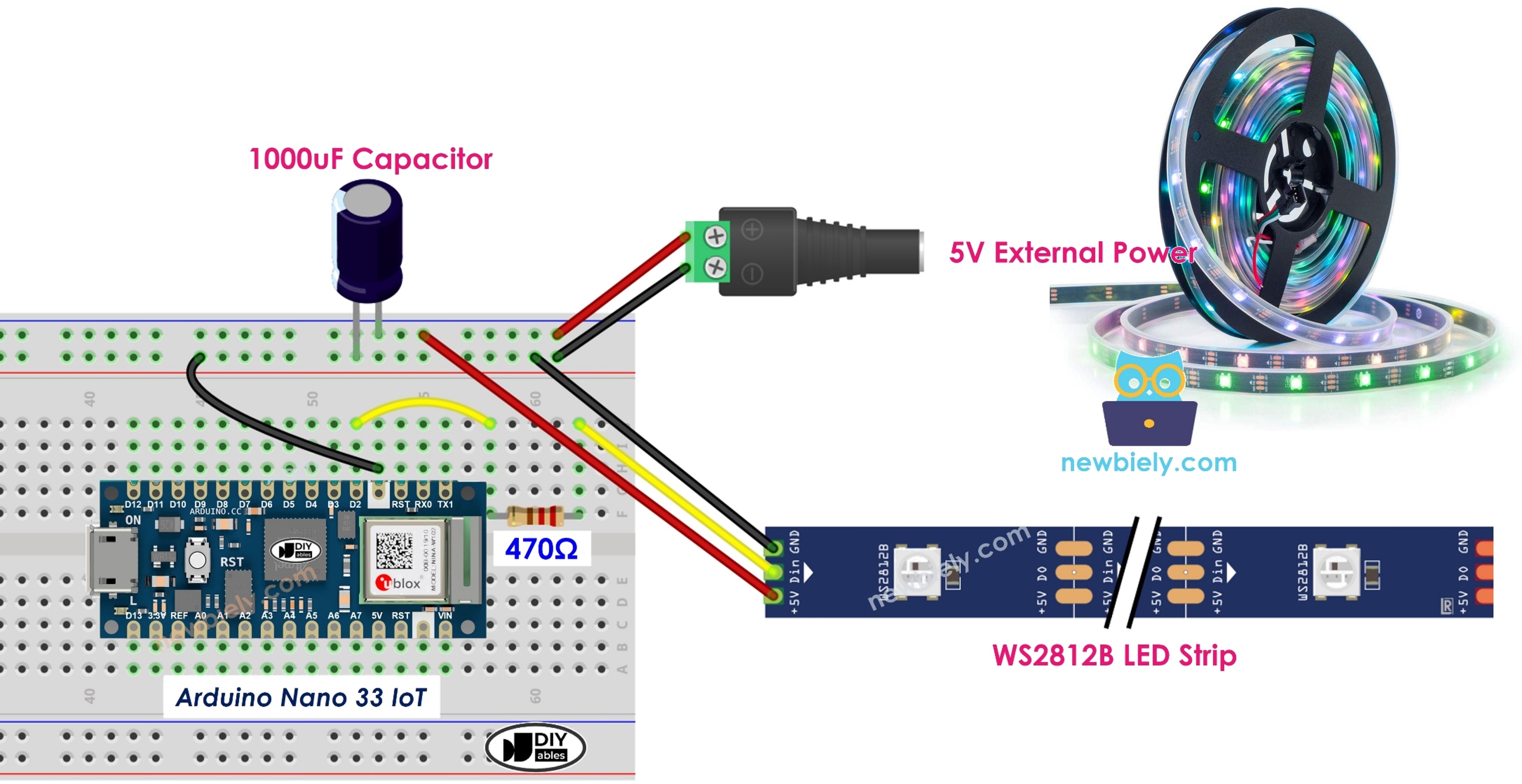 Arduino Nano 33 IoT WS2812B RGB LED strip