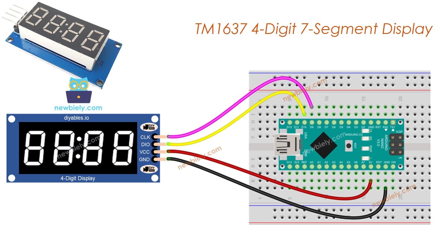Arduino Nano TM1637 4-digit 7-segment display