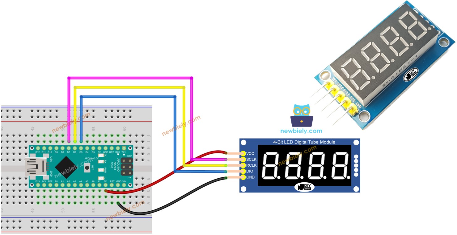 Arduino Nano 74HC595 4-digit 7-segment display