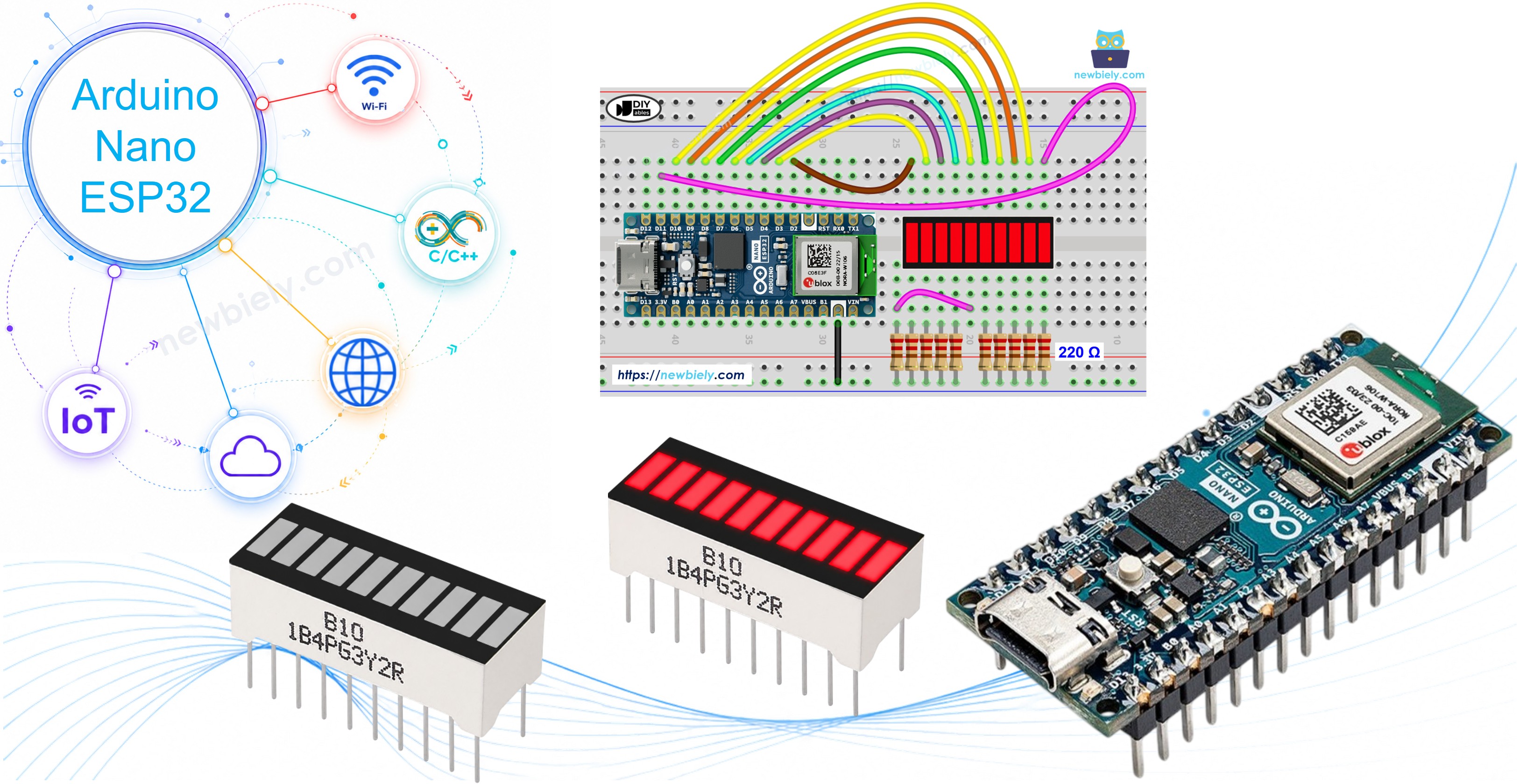 Arduino Nano ESP32 and 10 Segment LED Bar Graph