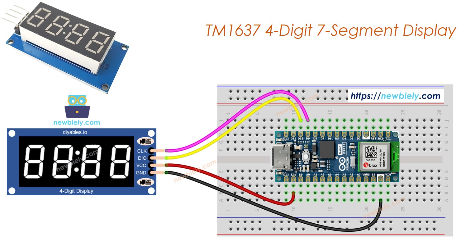 Arduino Nano Esp32 Tm1637 4 Digit 7 Segment Display Arduino Nano Esp32 Tutorial 3783