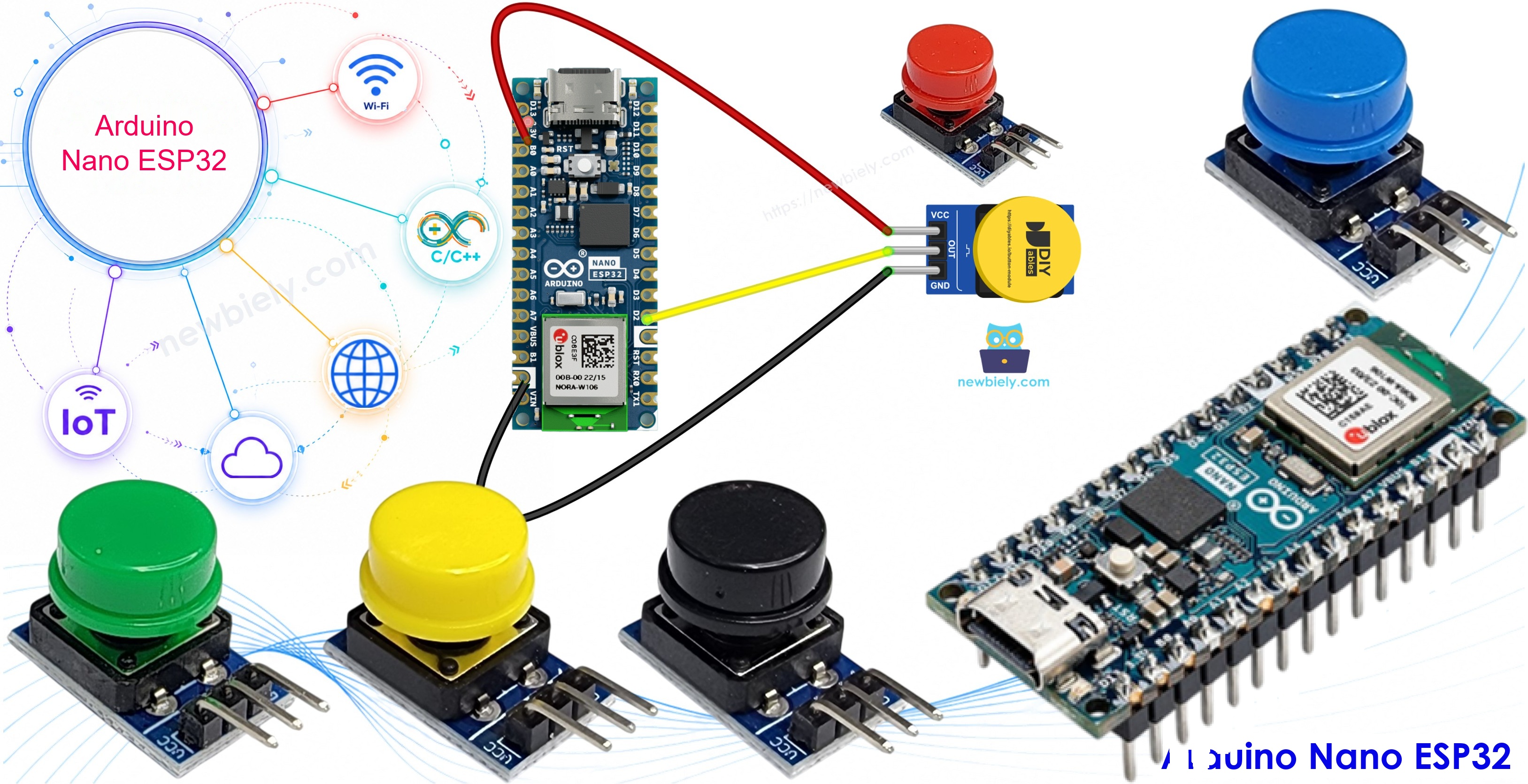 Arduino Nano ESP32 and push button module