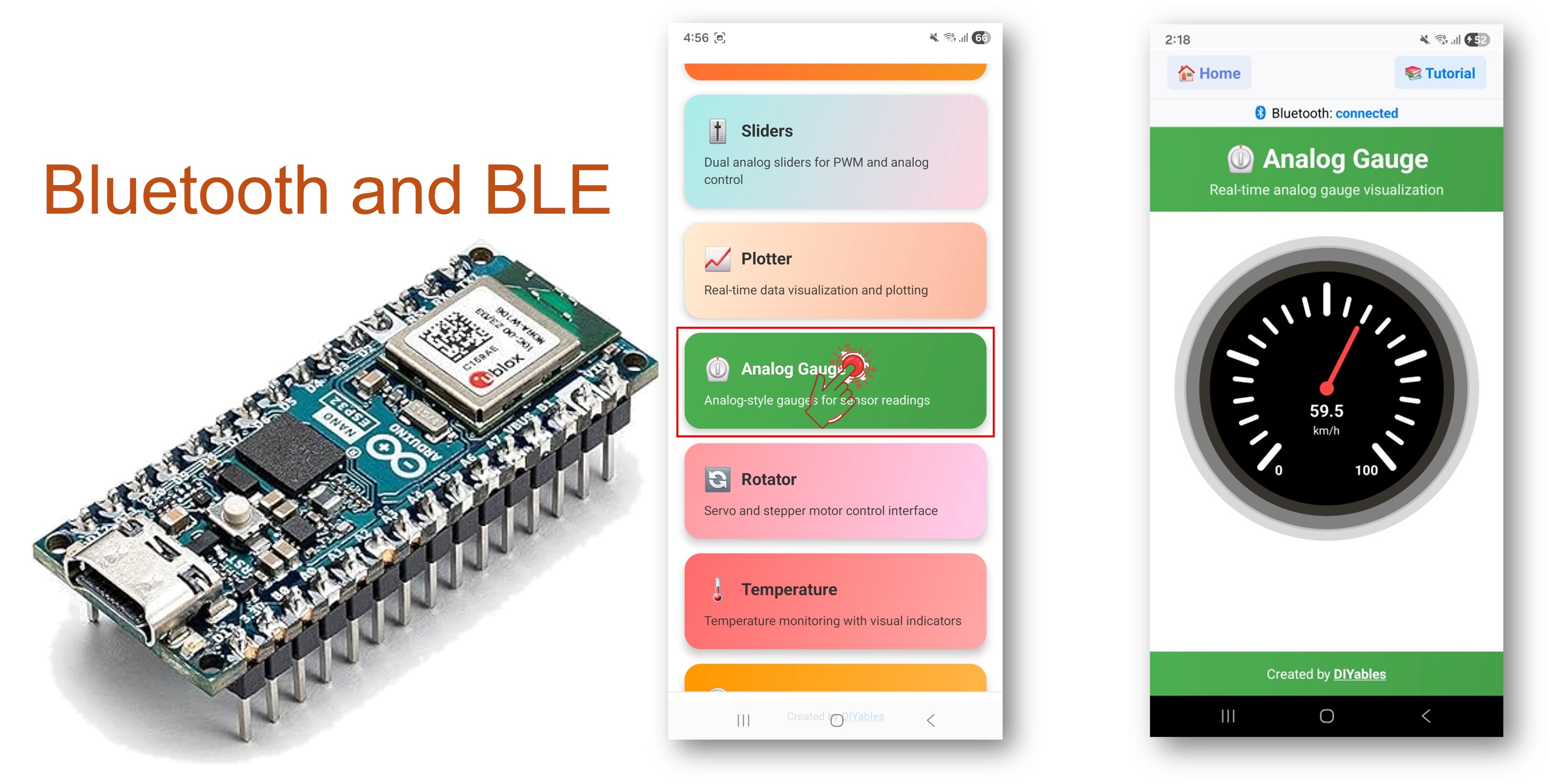 Arduino Nano ESP32 Bluetooth Analog Gauge Example - Gauge Display via BLE Tutorial