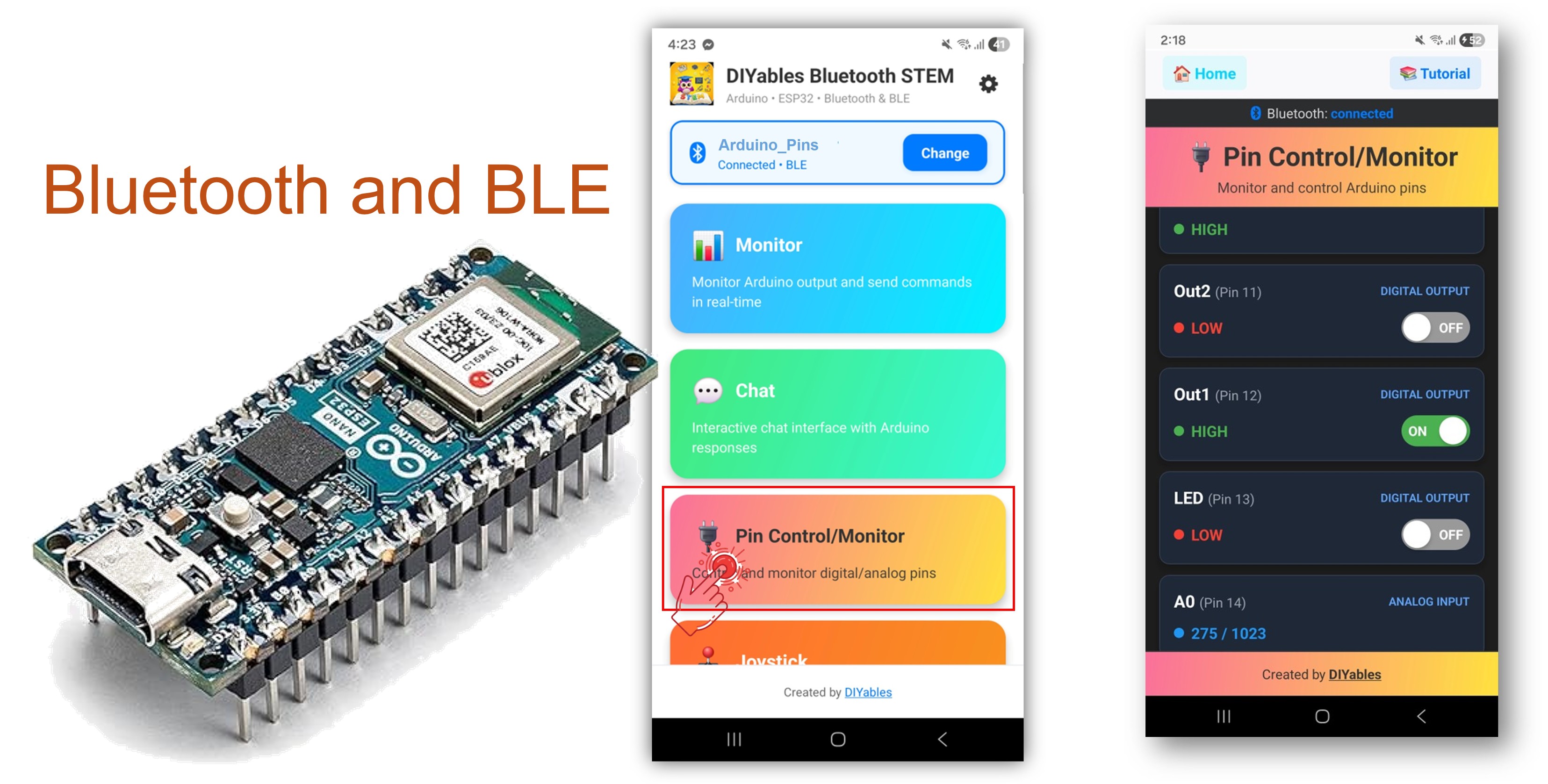 Arduino Nano ESP32 Bluetooth Digital Pins Example - GPIO Pin Control via BLE Tutorial