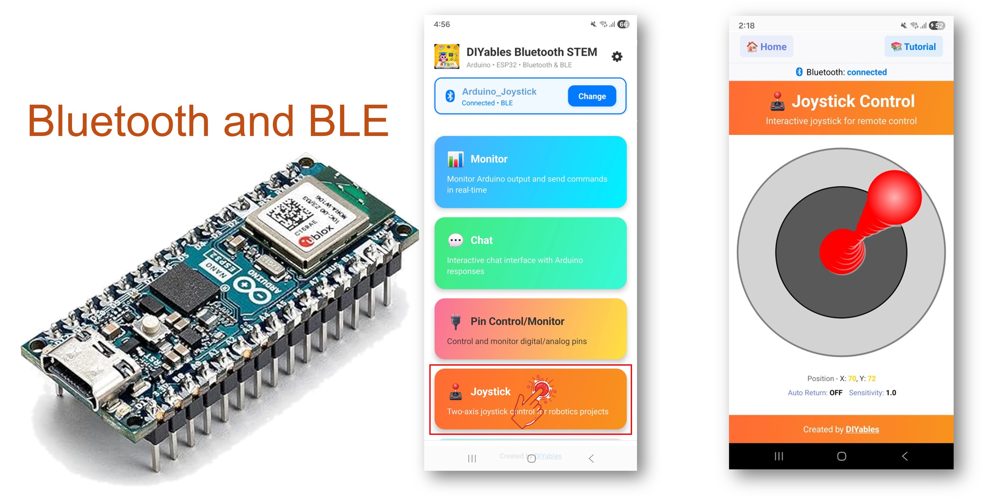 Arduino Nano ESP32 Bluetooth Joystick Example - 2D Directional Control via BLE Tutorial