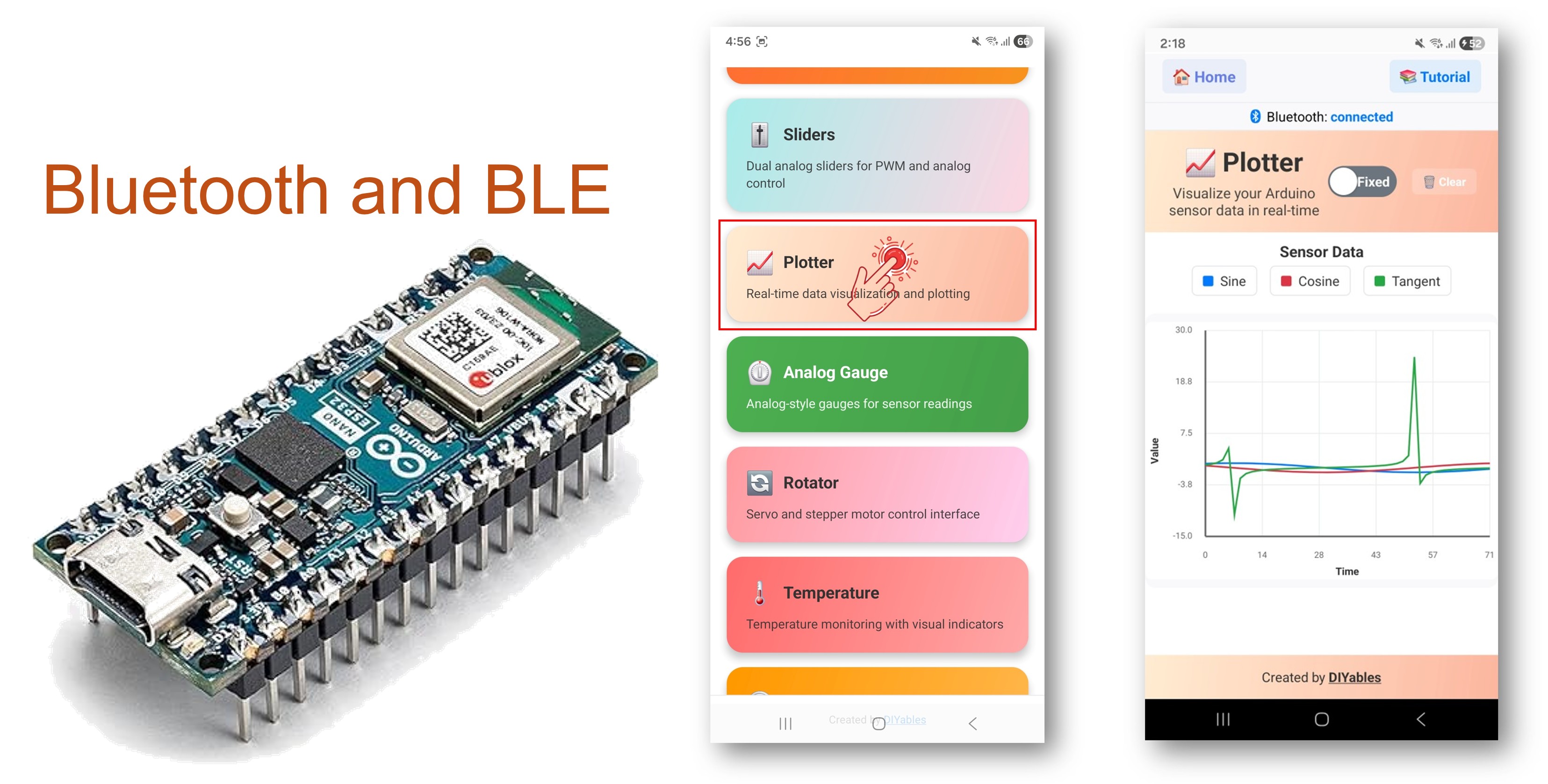 Arduino Nano ESP32 Bluetooth Plotter Example - Real-Time Data Visualization via BLE Tutorial