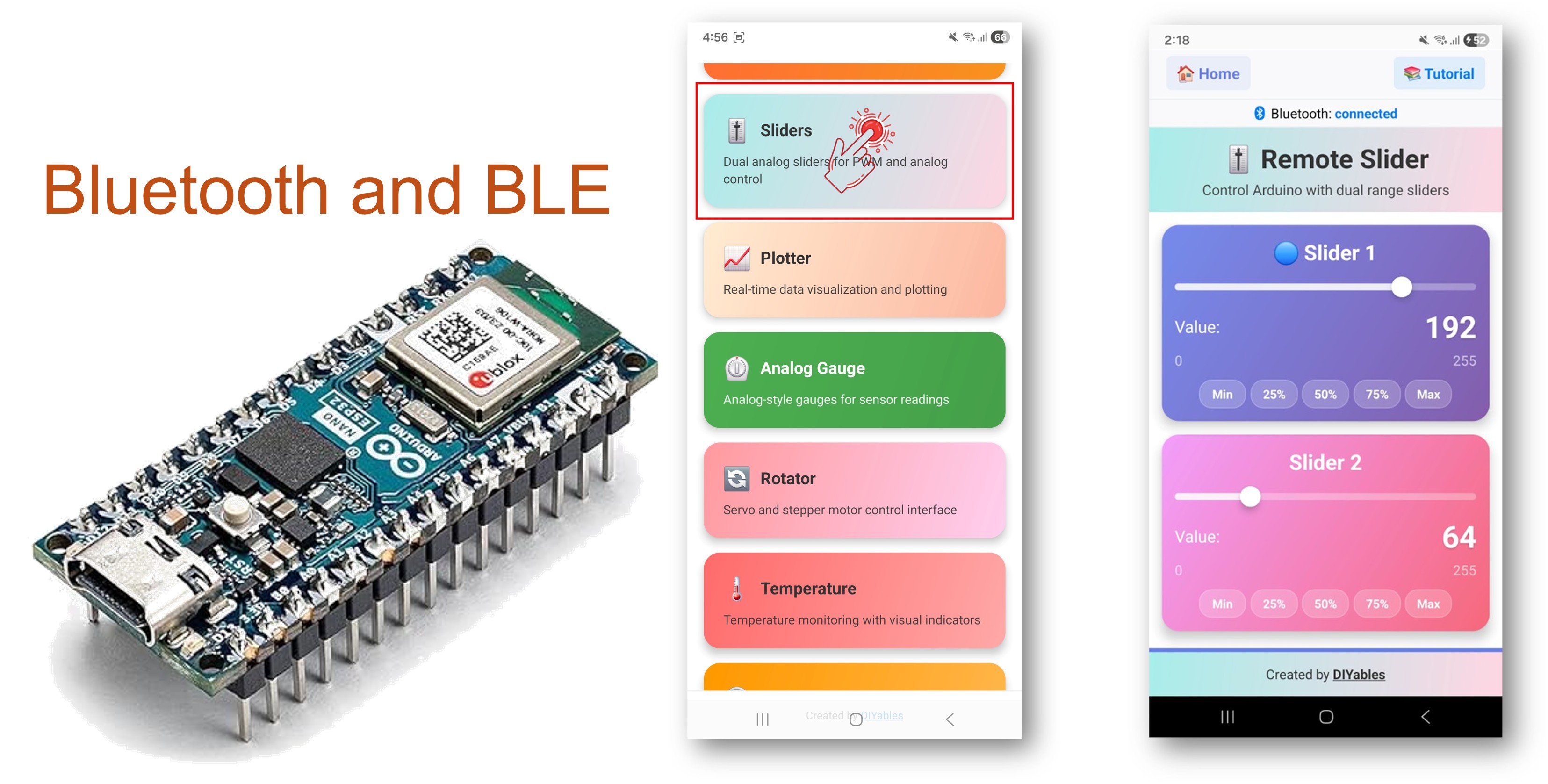Arduino Nano ESP32 Bluetooth Slider Example - Dual Slider Control via BLE Tutorial