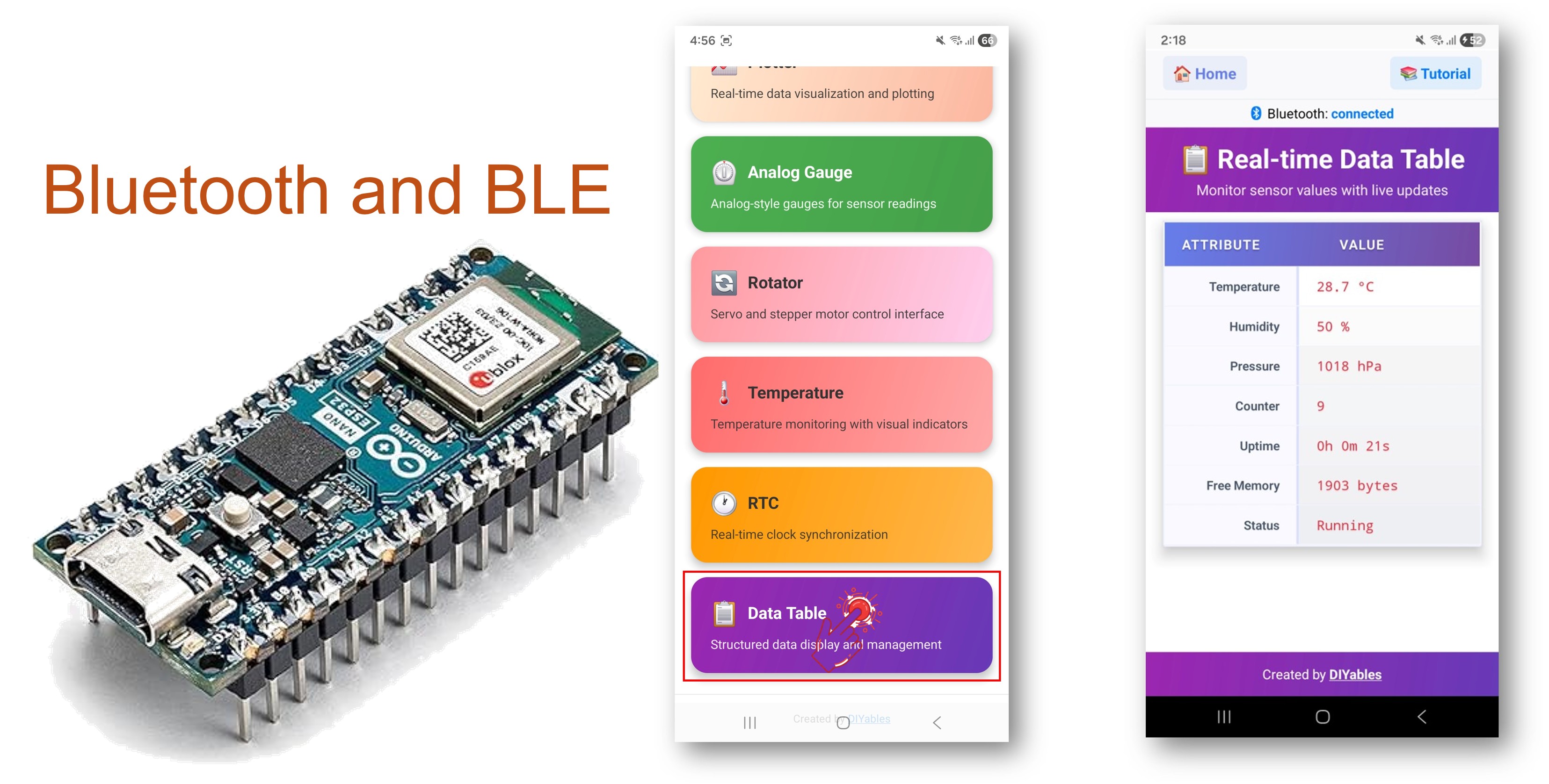 Arduino Nano ESP32 Bluetooth Table Example - Structured Data Display via BLE Tutorial