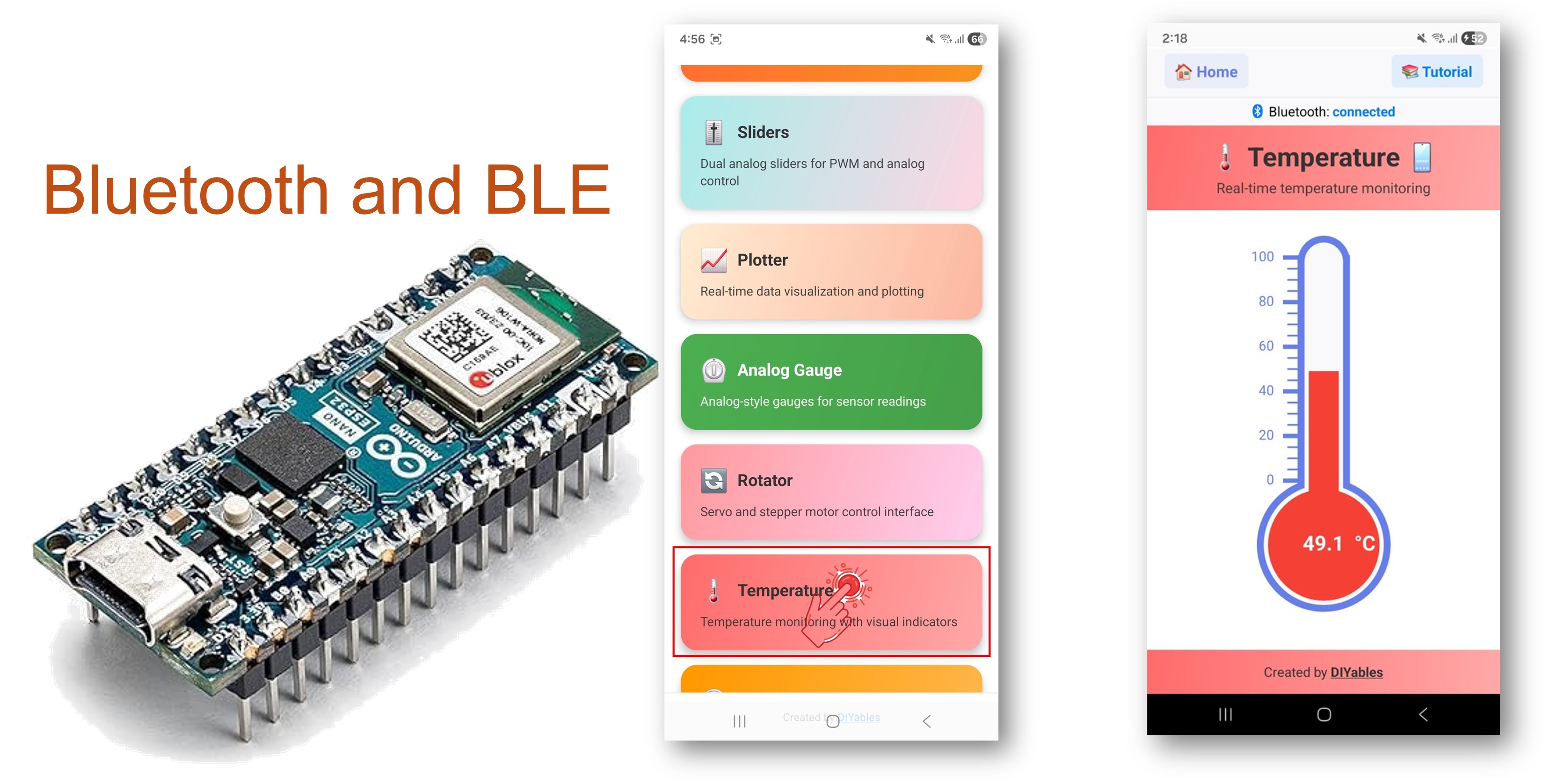 Arduino Nano ESP32 Bluetooth Temperature Gauge Example - Temperature Display via BLE Tutorial