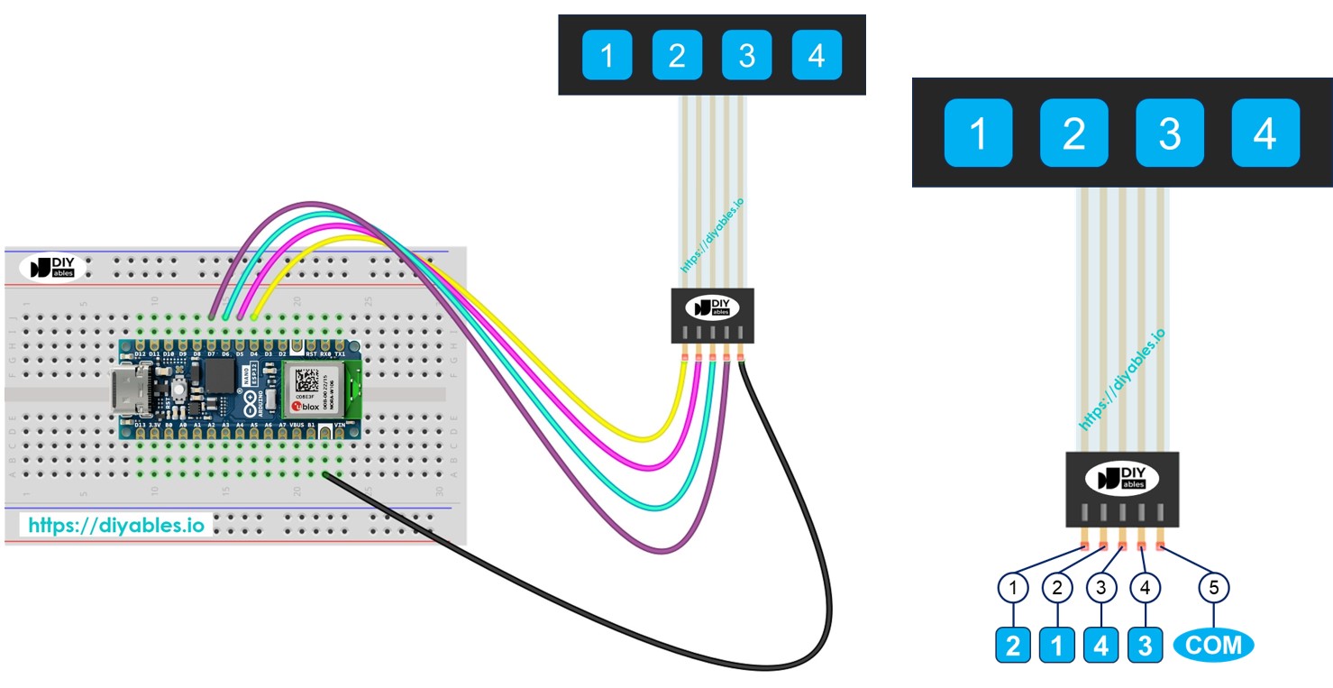 Arduino Nano ESP32 Keypad 1x4