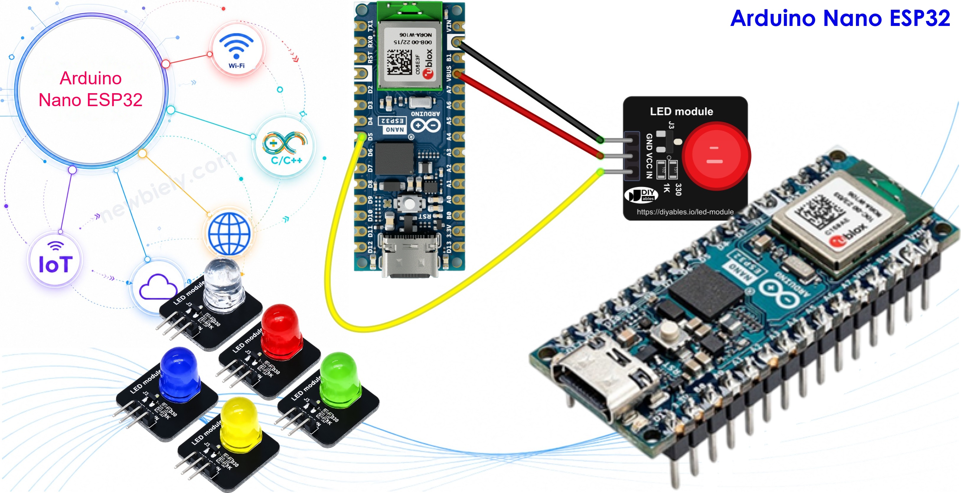 Arduino Nano ESP32 and 10mm LED module