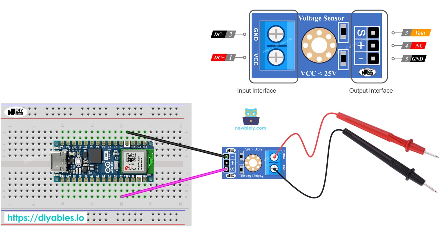 Arduino Nano ESP32 voltage sensor
