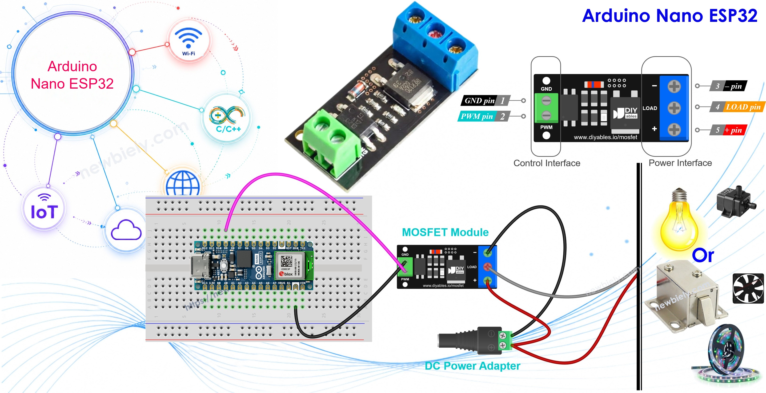 Arduino Nano ESP32 and AOD4184, LR7843 or FR120N MOSFET module