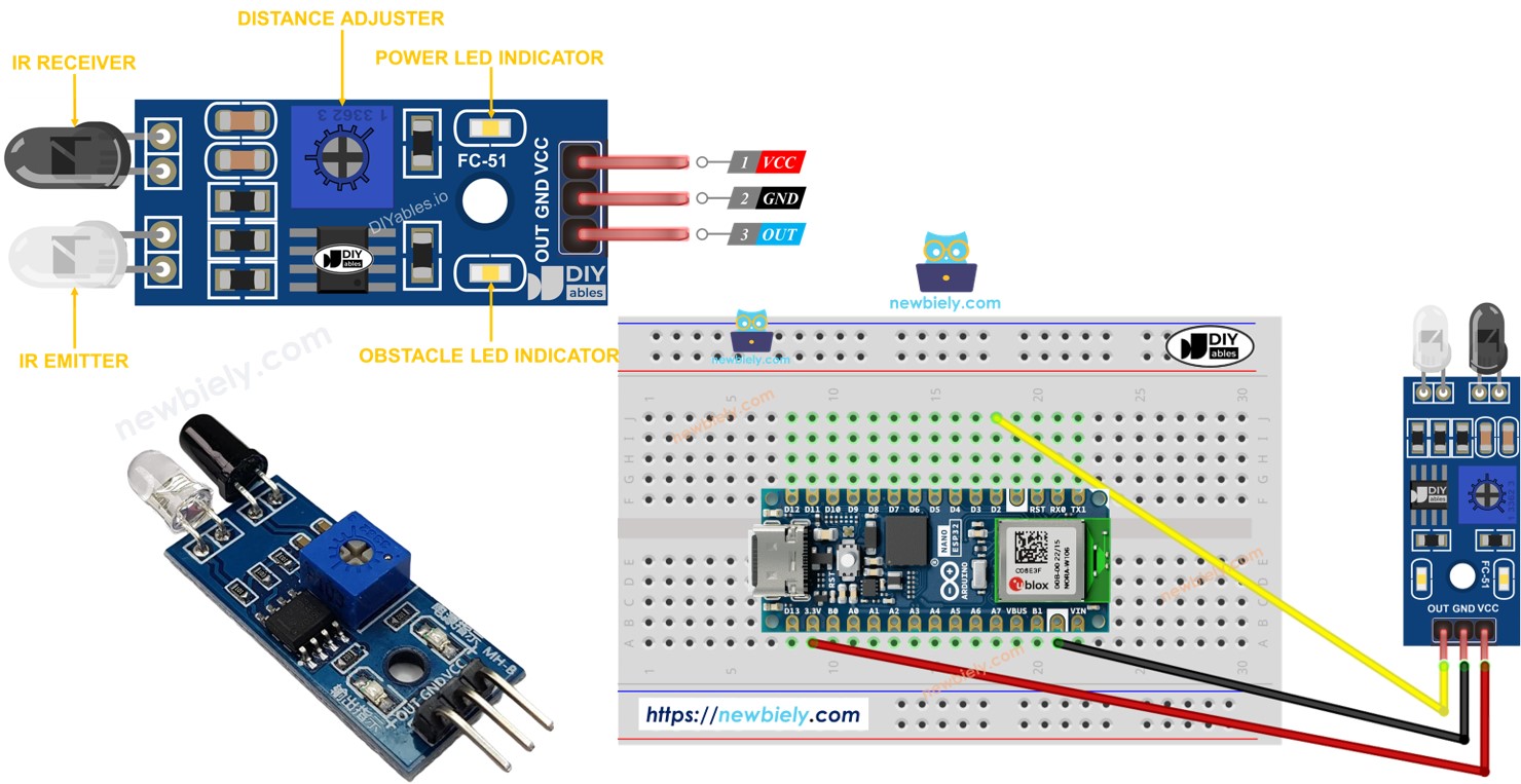 Arduino Nano ESP32 OBSTACLE AVOIDANCE SENSOR