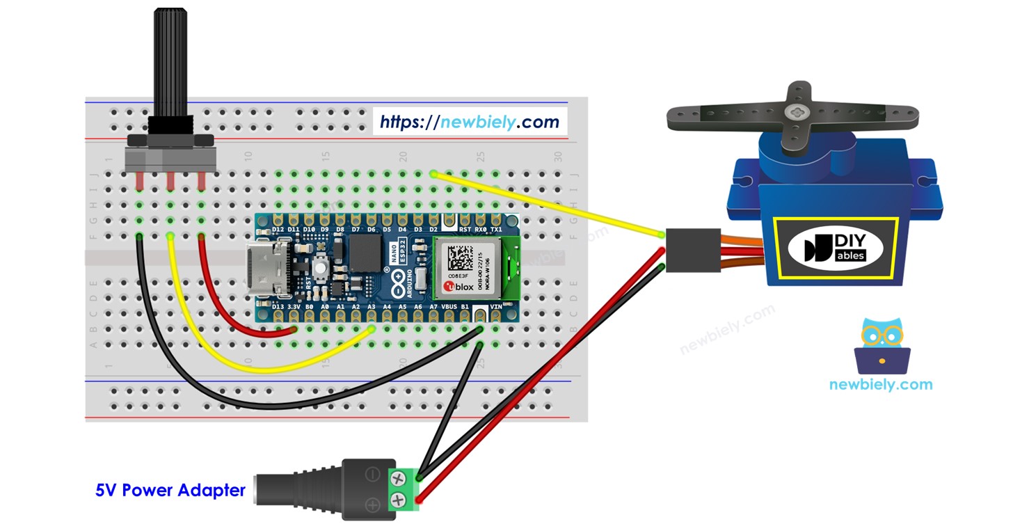 Arduino Nano ESP32 - Potentiometer Servo Motor | Arduino Nano ESP32 ...