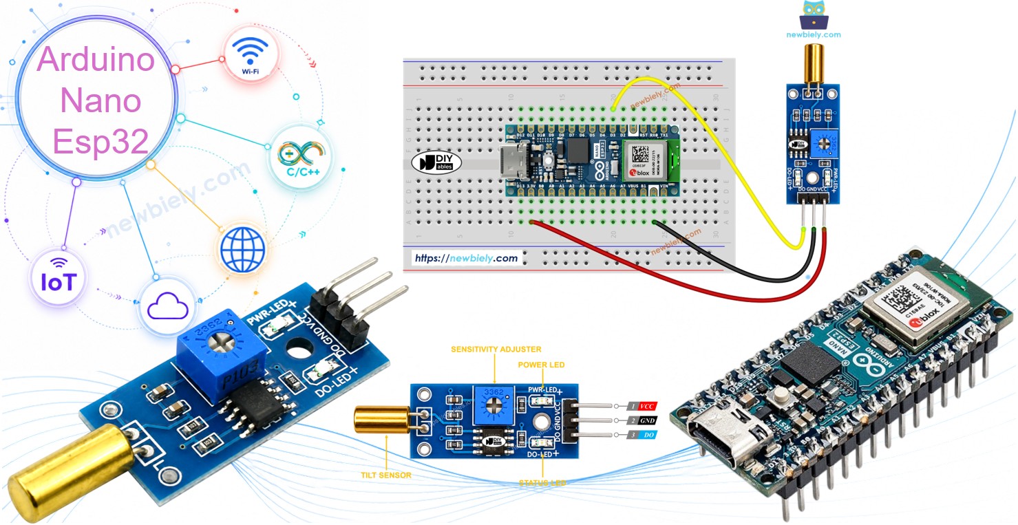 Arduino Nano ESP32 SW520D TILT SENSOR