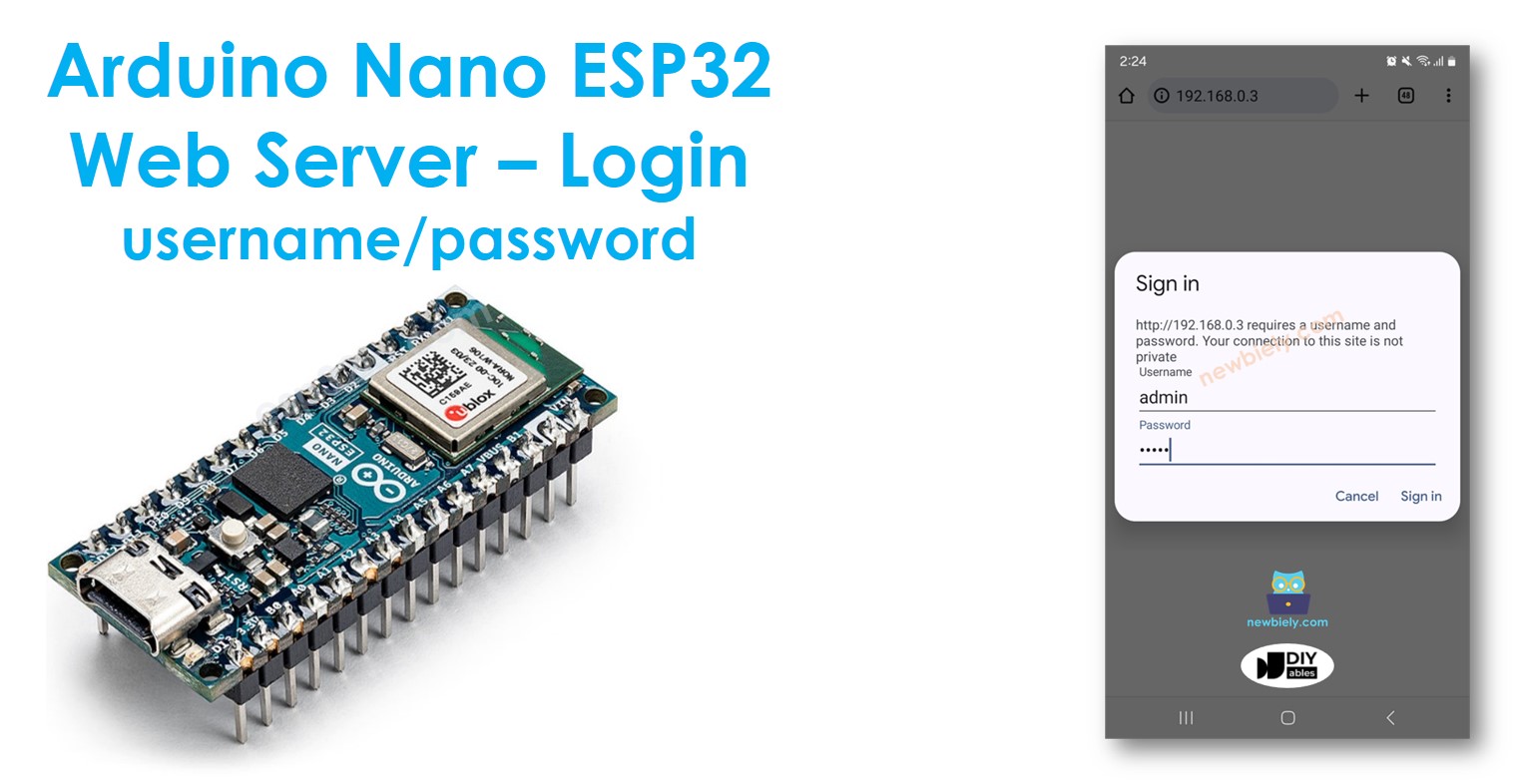 Arduino Nano ESP32 web server username password