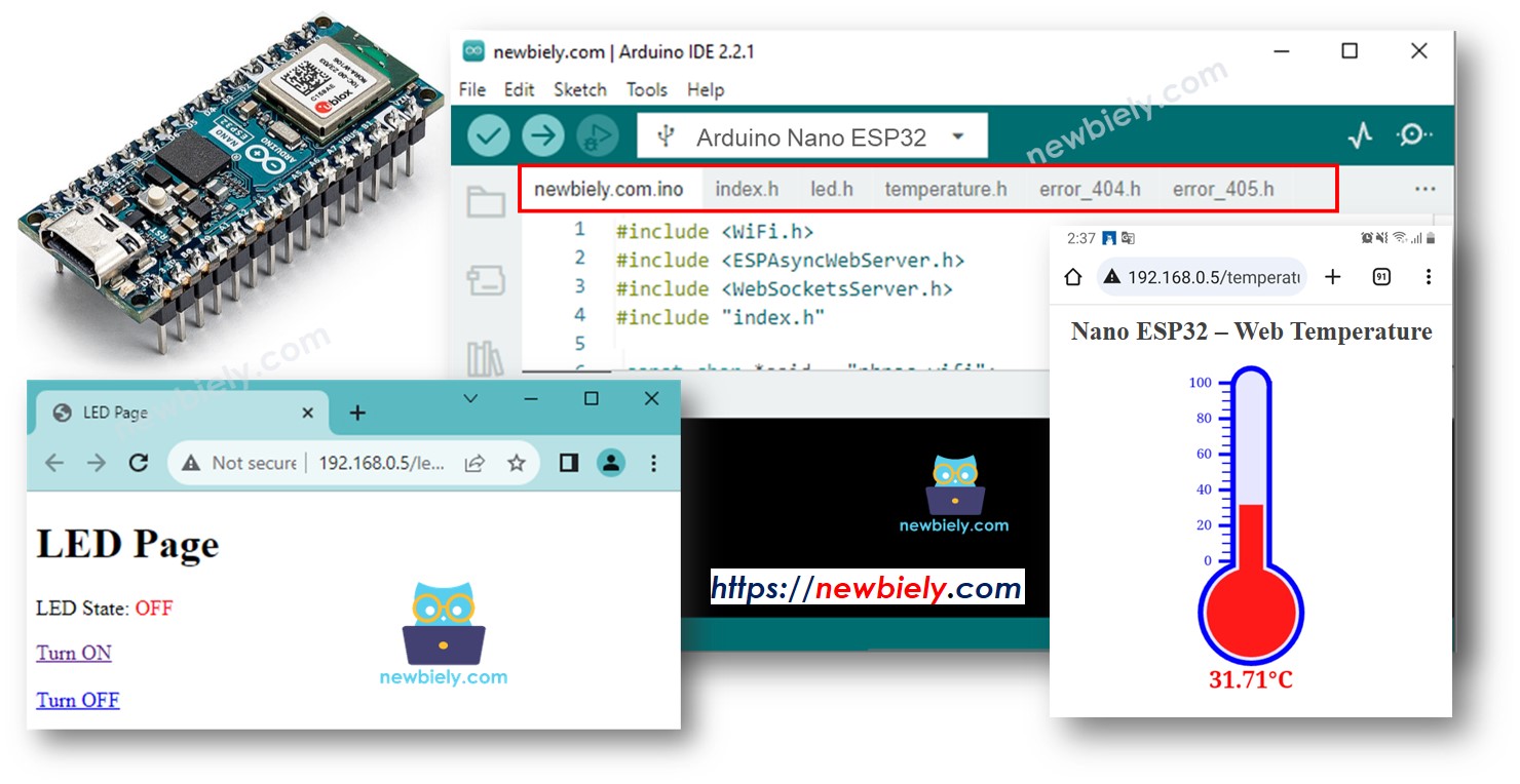 Arduino Nano ESP32 web browser