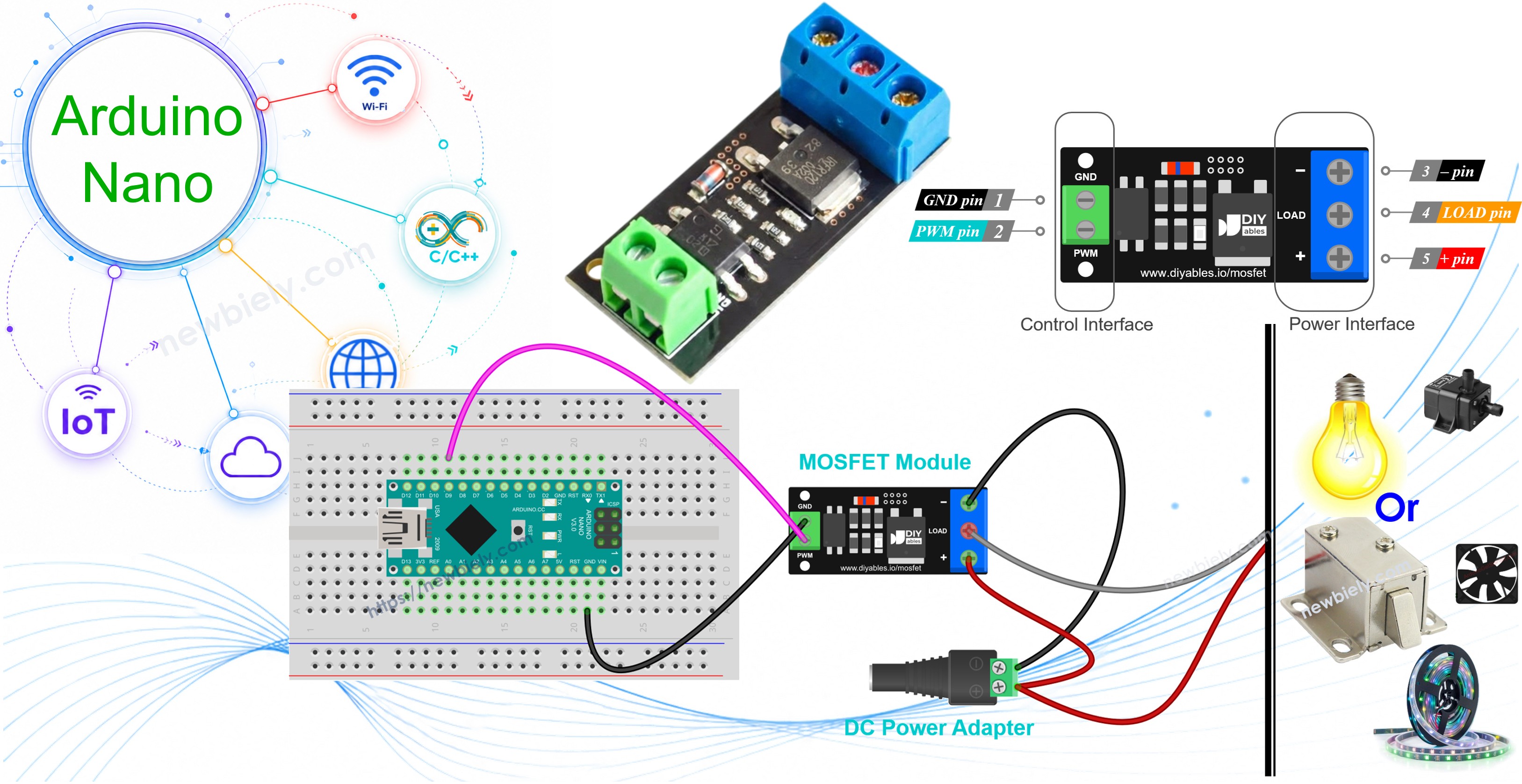 Arduino Nano AOD4184, LR7843 and FR120N MOSFET module