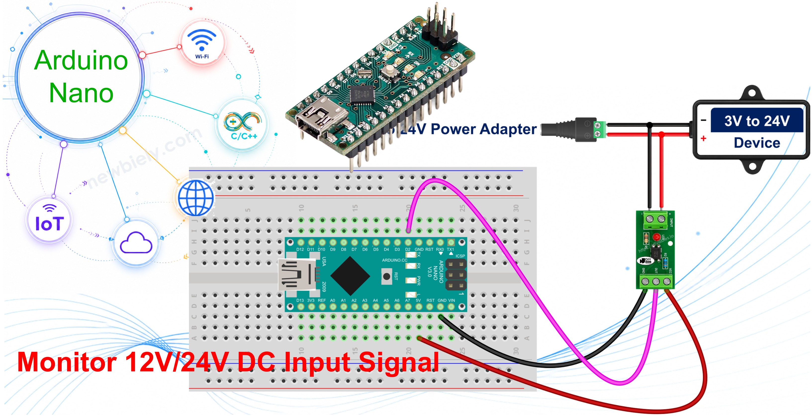 Arduino Nano PC817 optocoupler 24V isolated input wiring