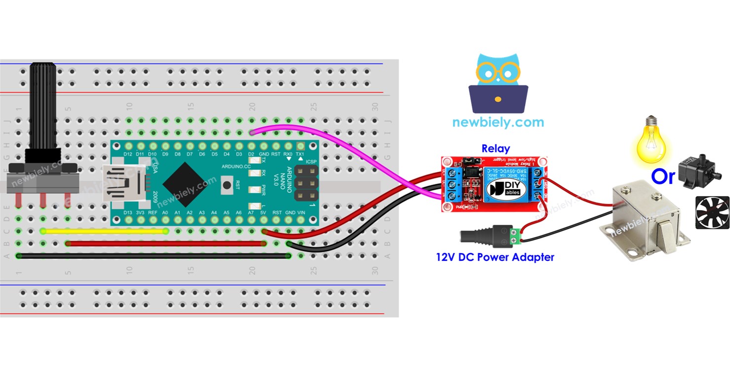 Arduino Nano - Potentiometer Relay | Arduino Nano Tutorial